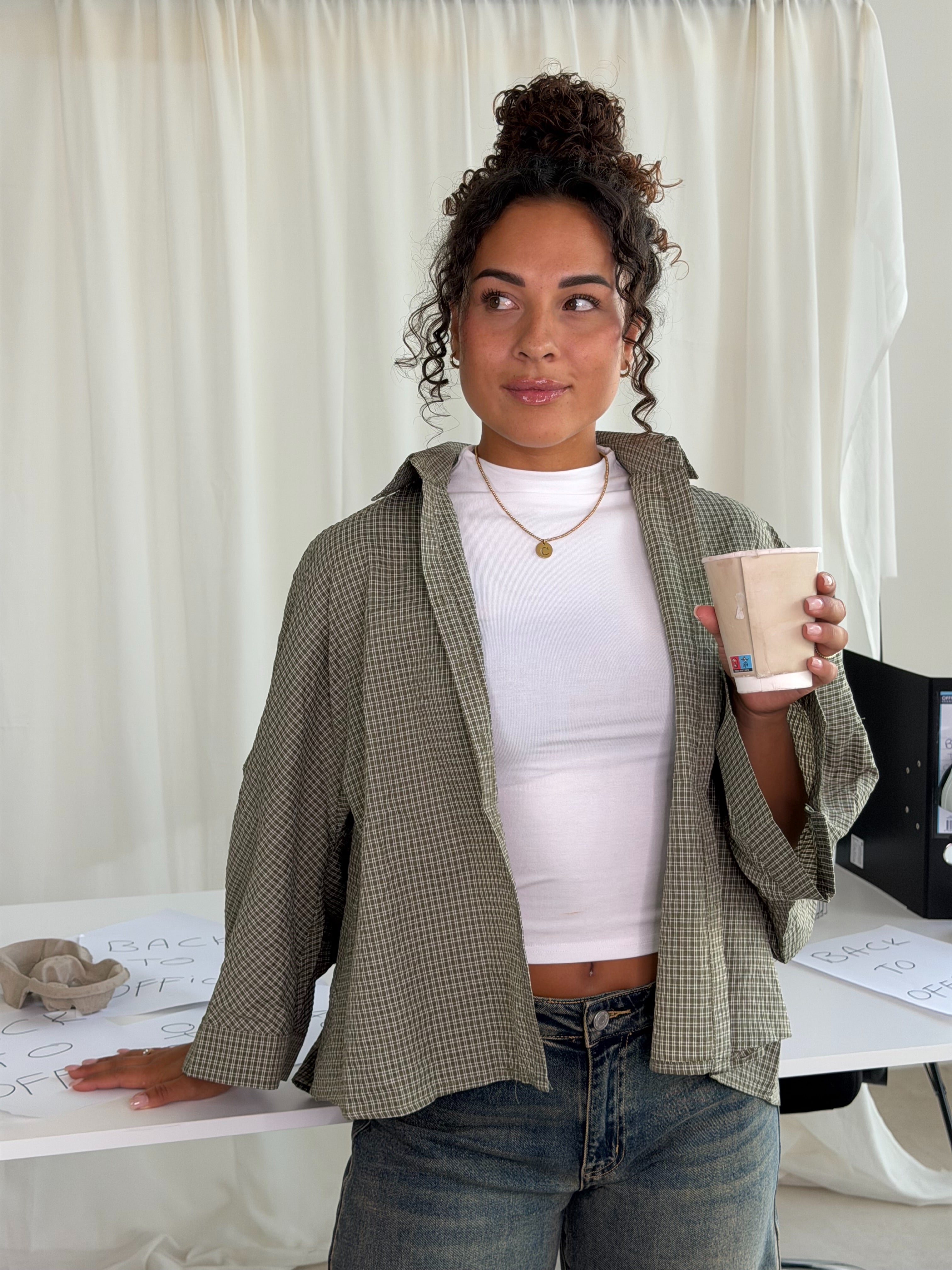 Oversized Geruite Blouse Groen | Sam