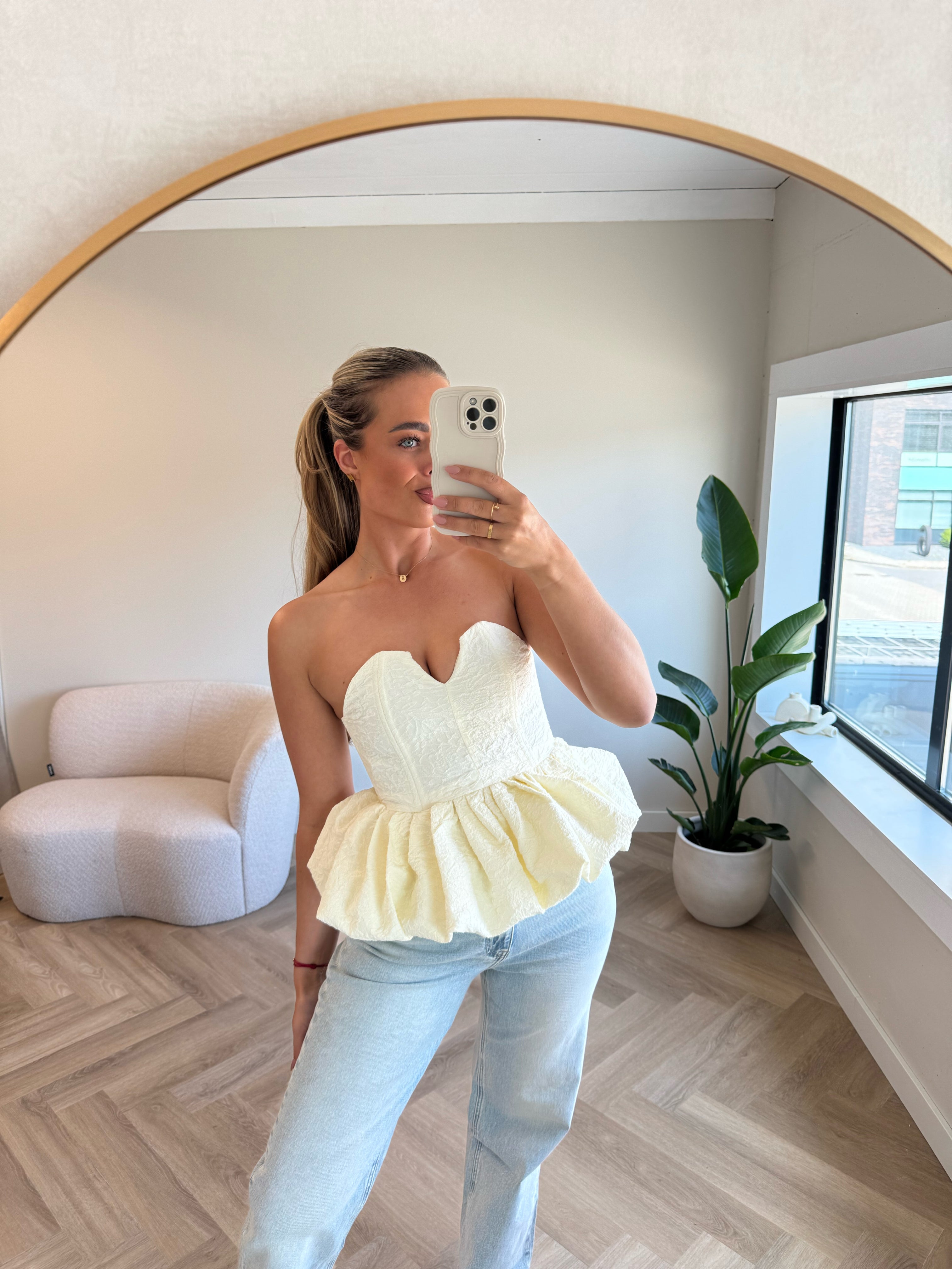 Jacquard Top Creme | Julia