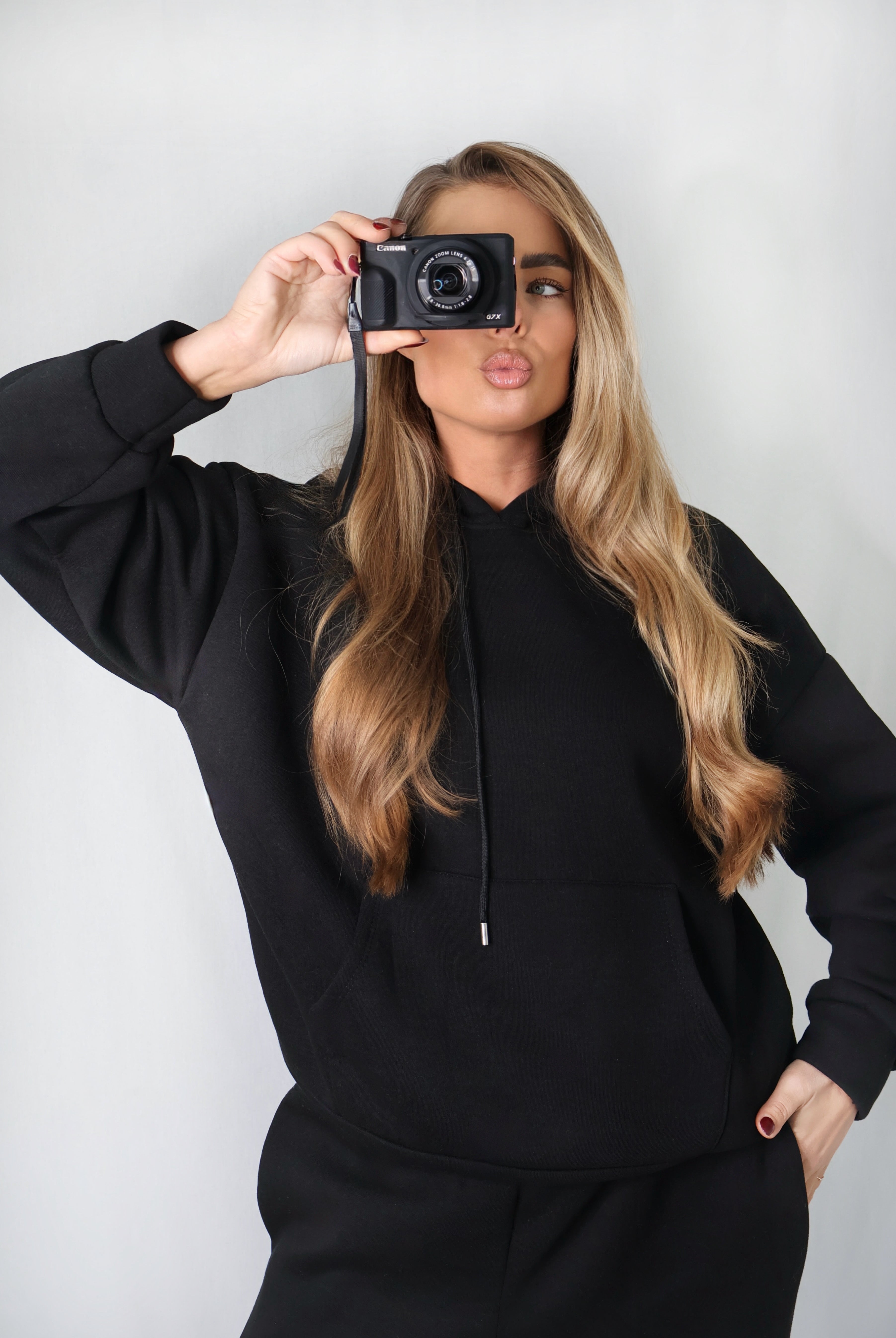 Jogging Set Fleece Zwart | Sky