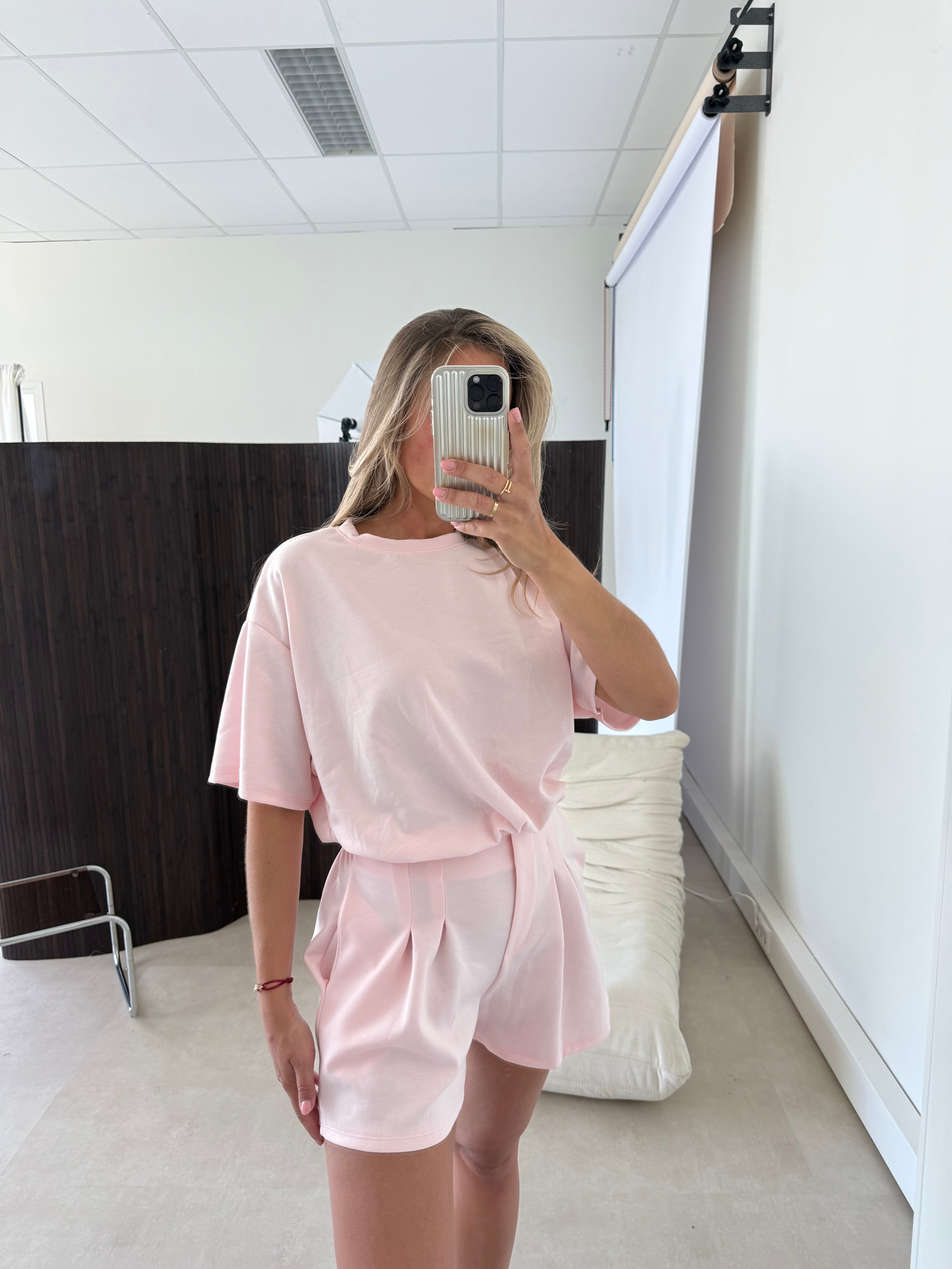 Cropped Two Piece Set Roze