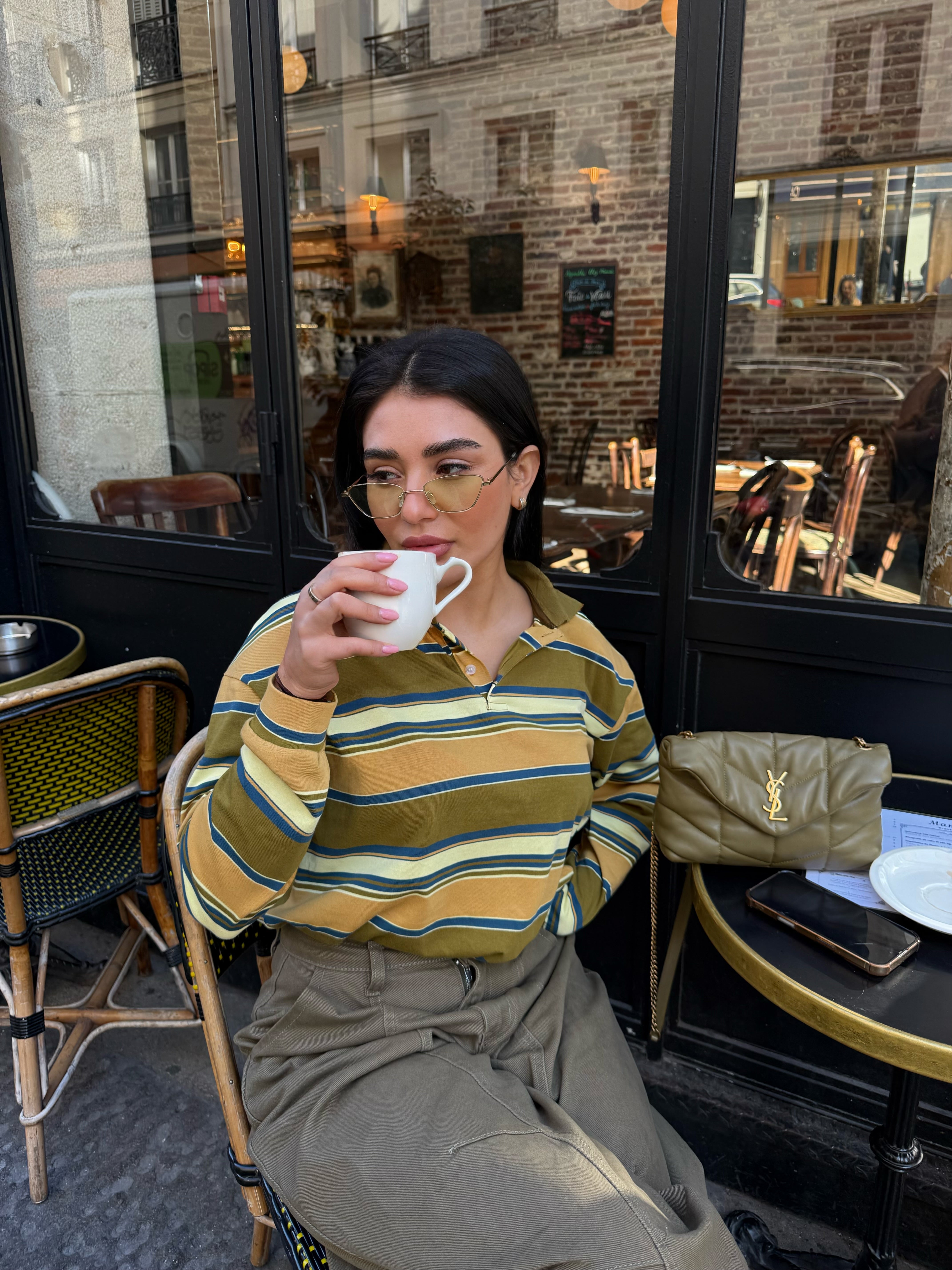 Gestreepte Polo Olive Green | Gigi