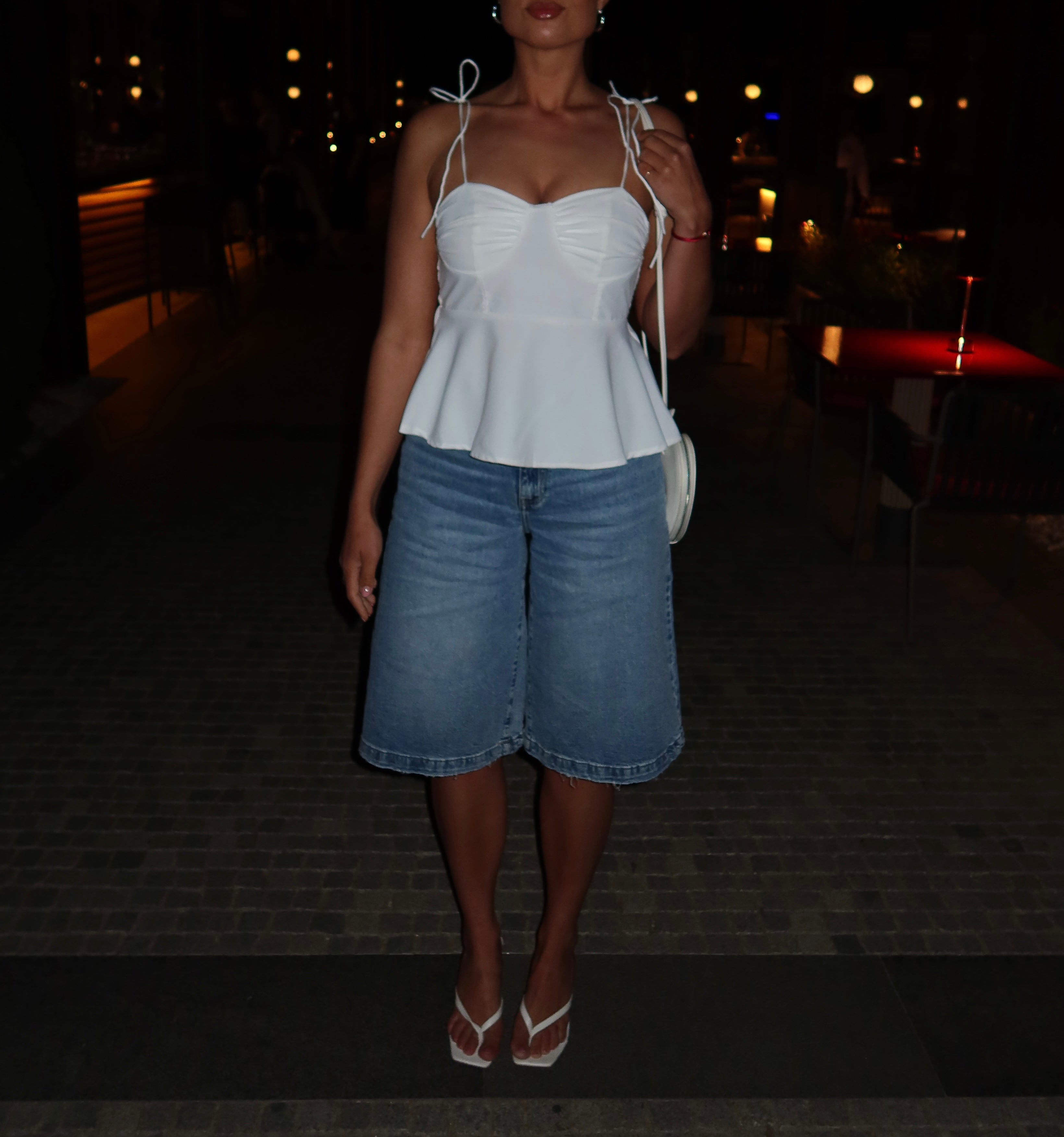 Queen Hearts Stretch Denim Jort | Blauw