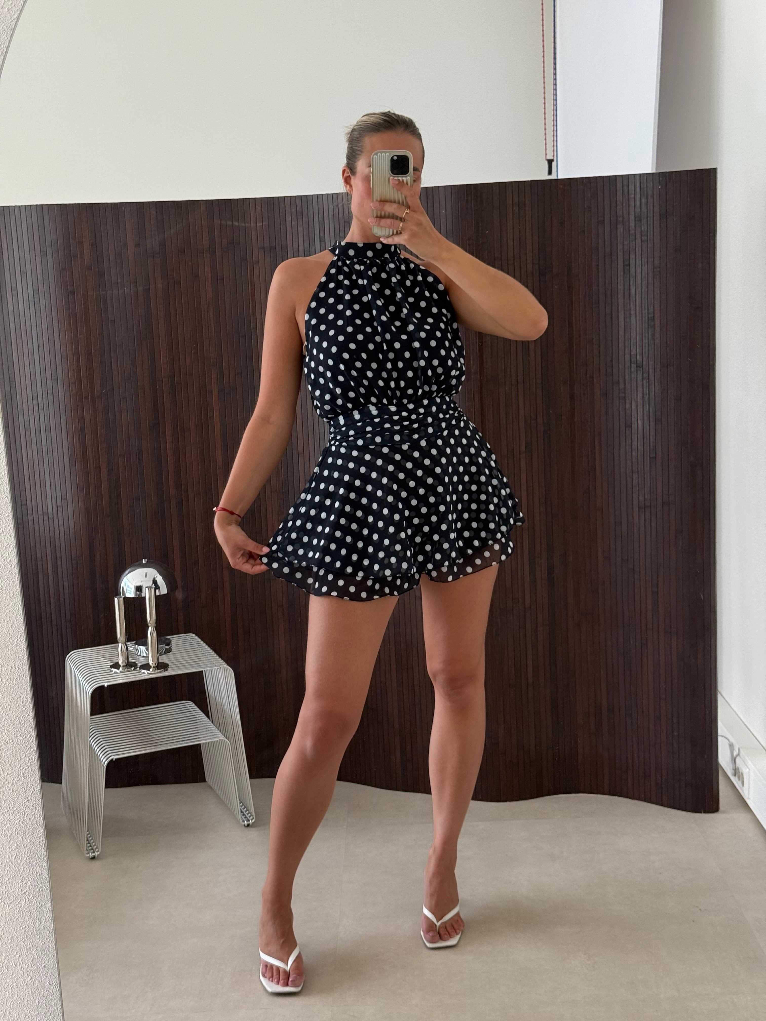 Polkadot Playsuit Navy Wit