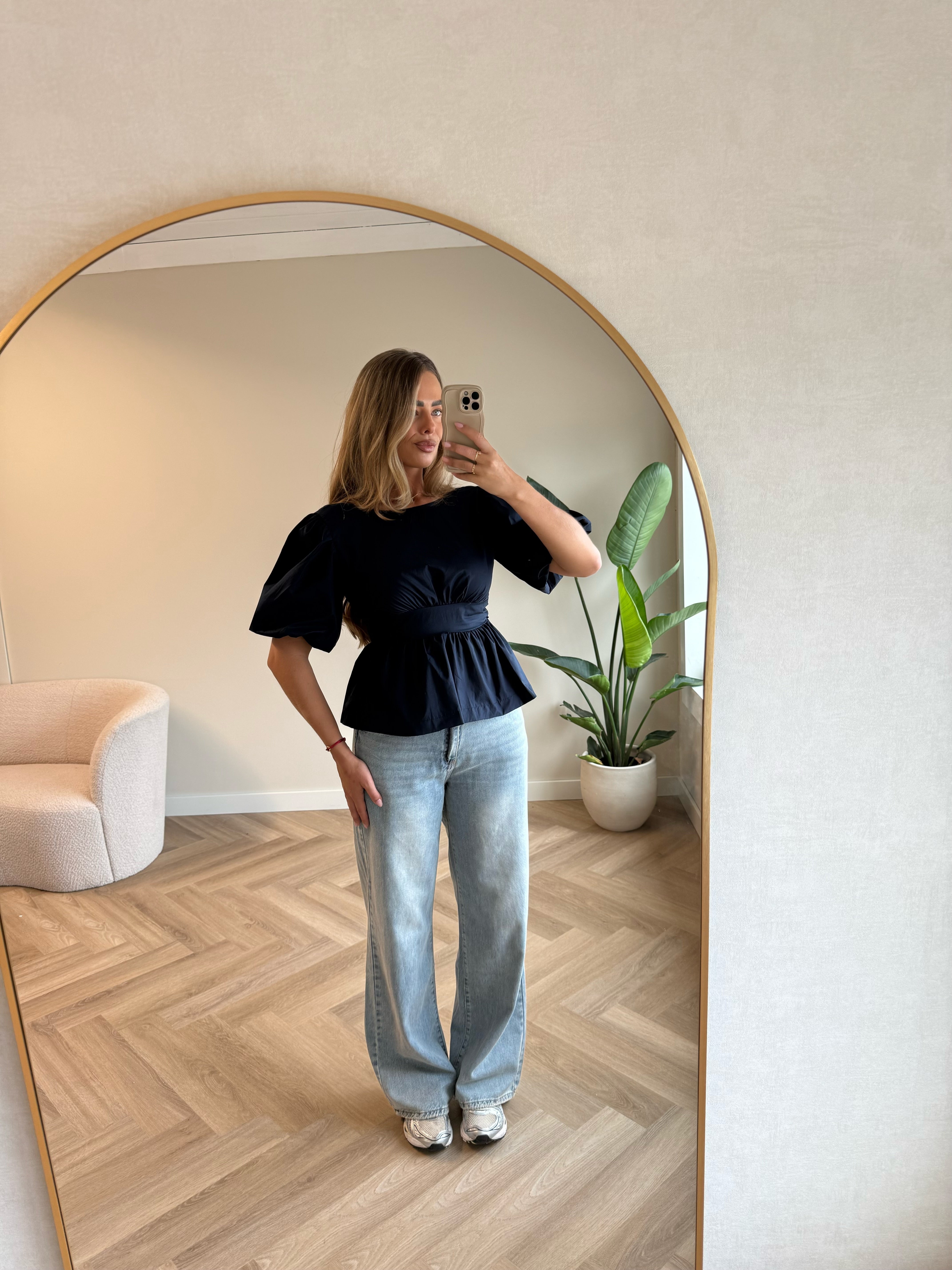 Pofmouw Top Strik Blauw | Fleur