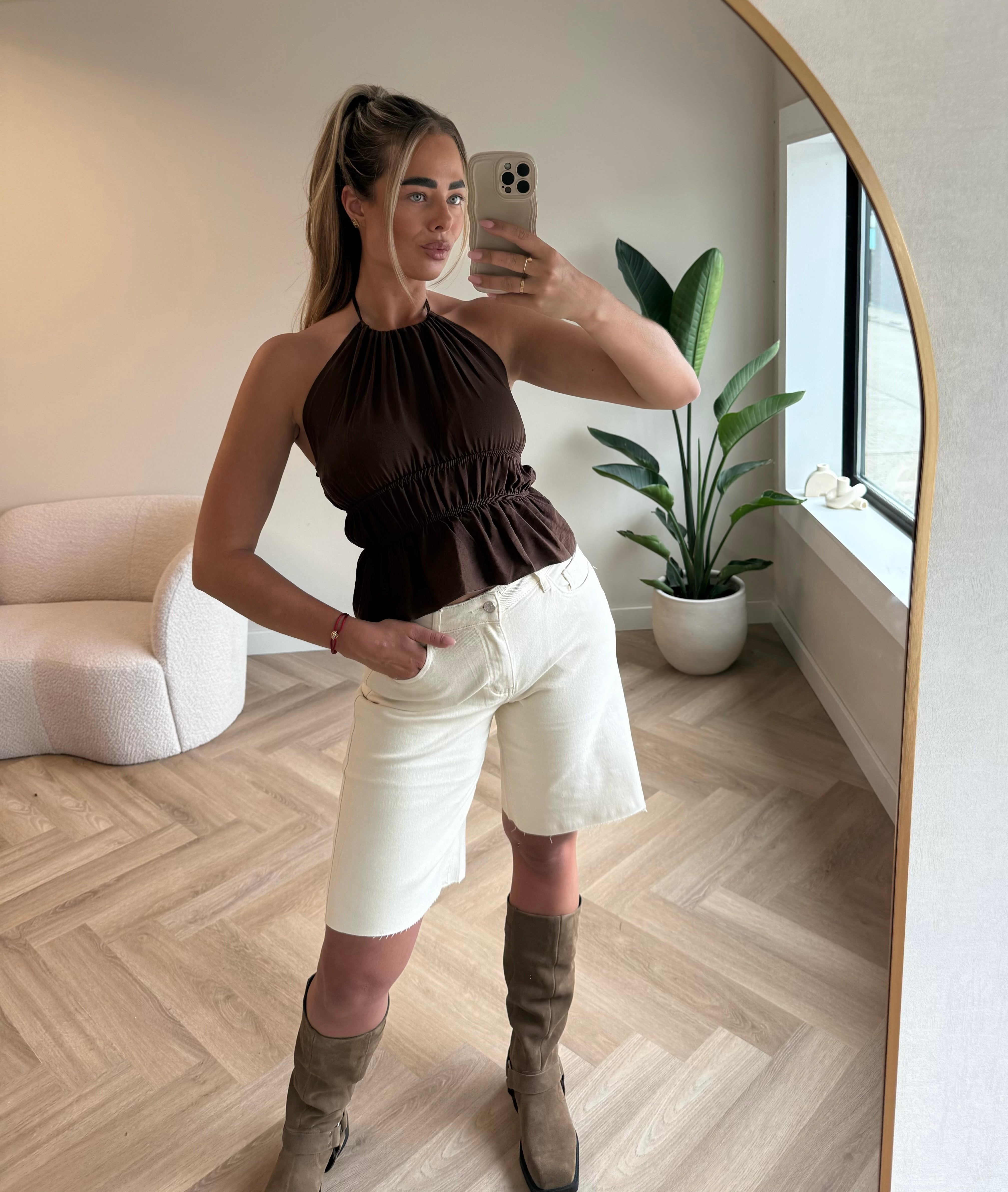 Denim Jort Stretch Creme | Molly