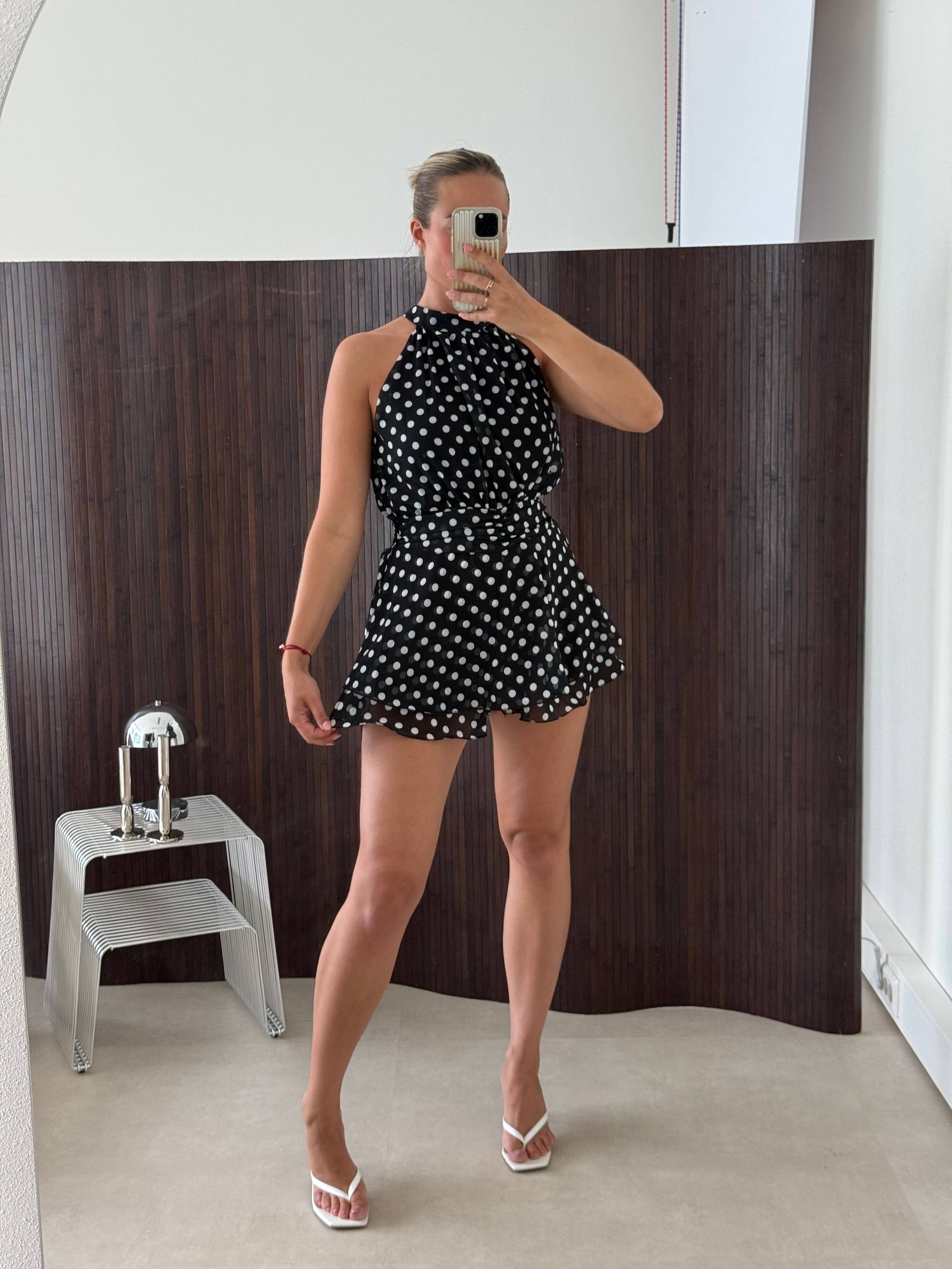 Polkadot Playsuit Zwart Wit