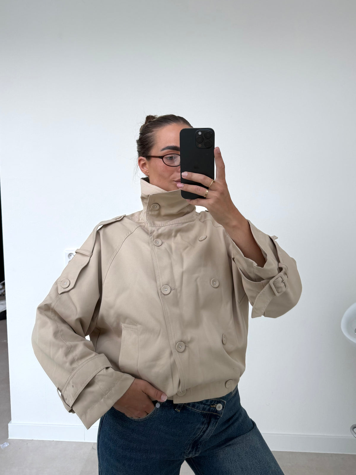 Trench Jas Kort Beige