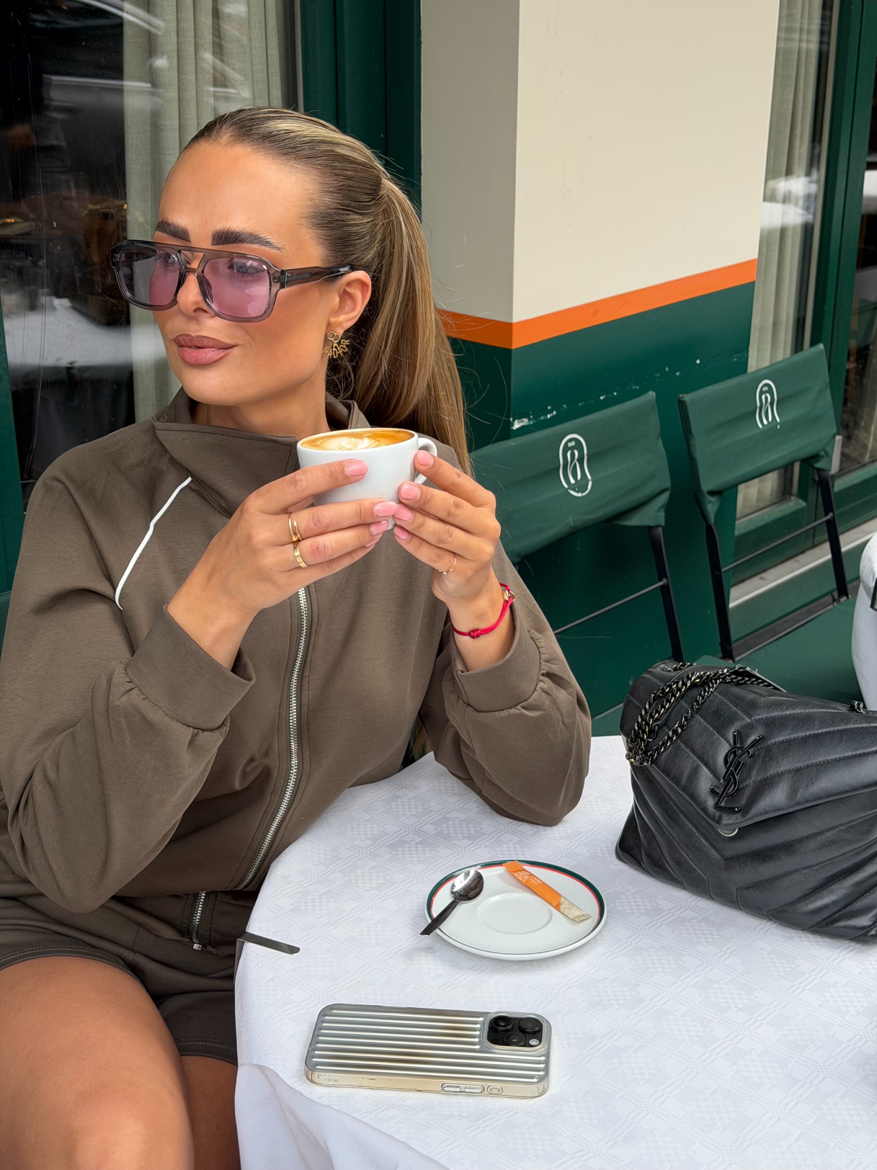 Korte Joggingset Met Bies Khaki | Jill