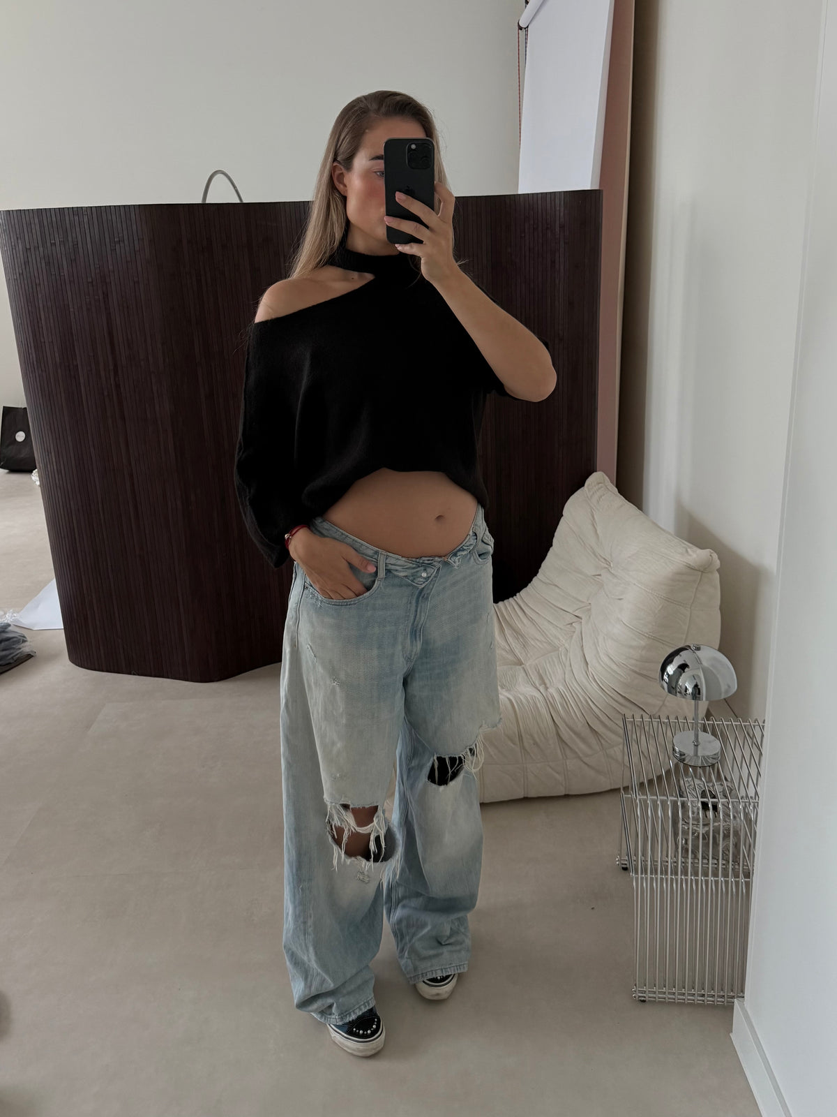 Knit Trui Cut Out | Zwart