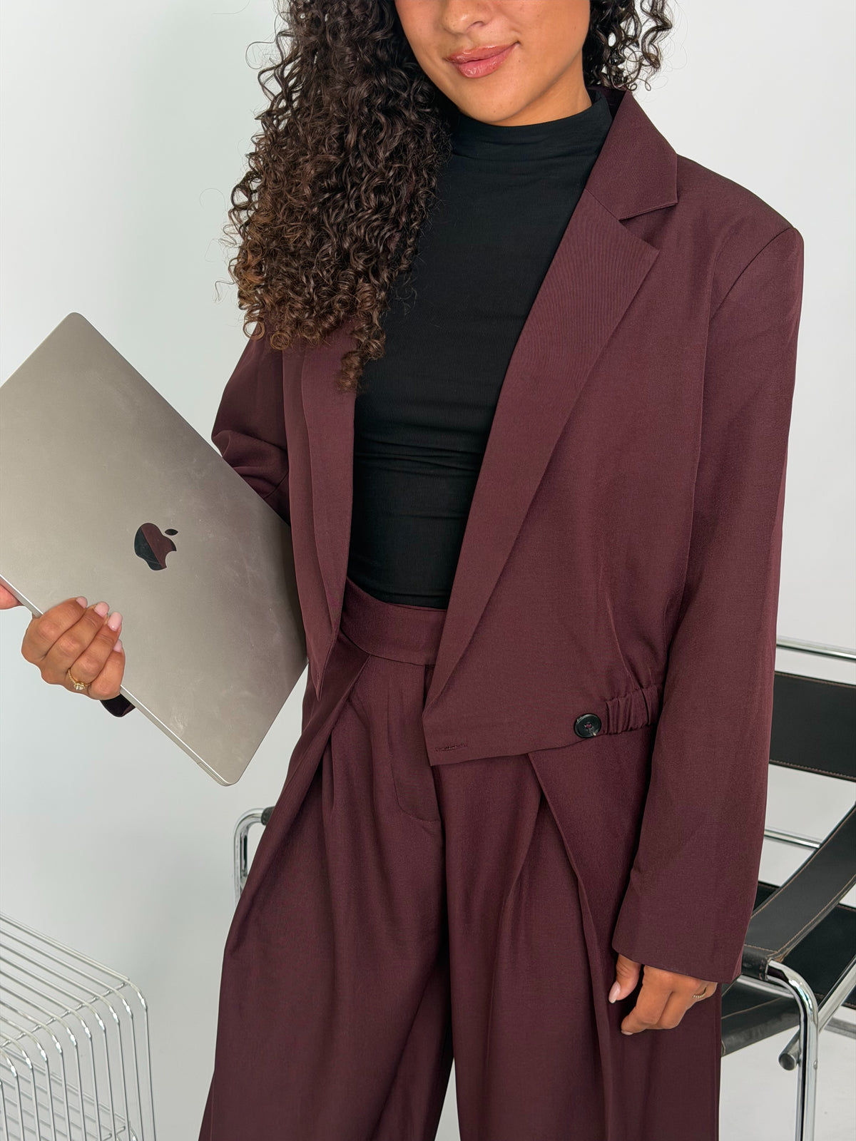 Ambika Bomber Blazer Burgundy | Kate