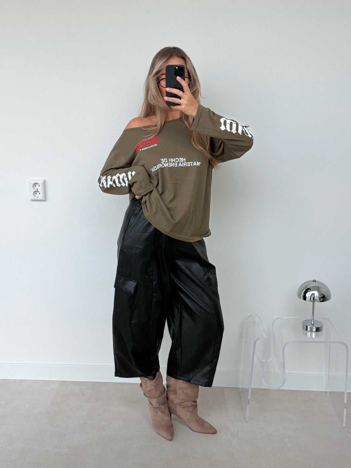 PU Leather Jort Zwart