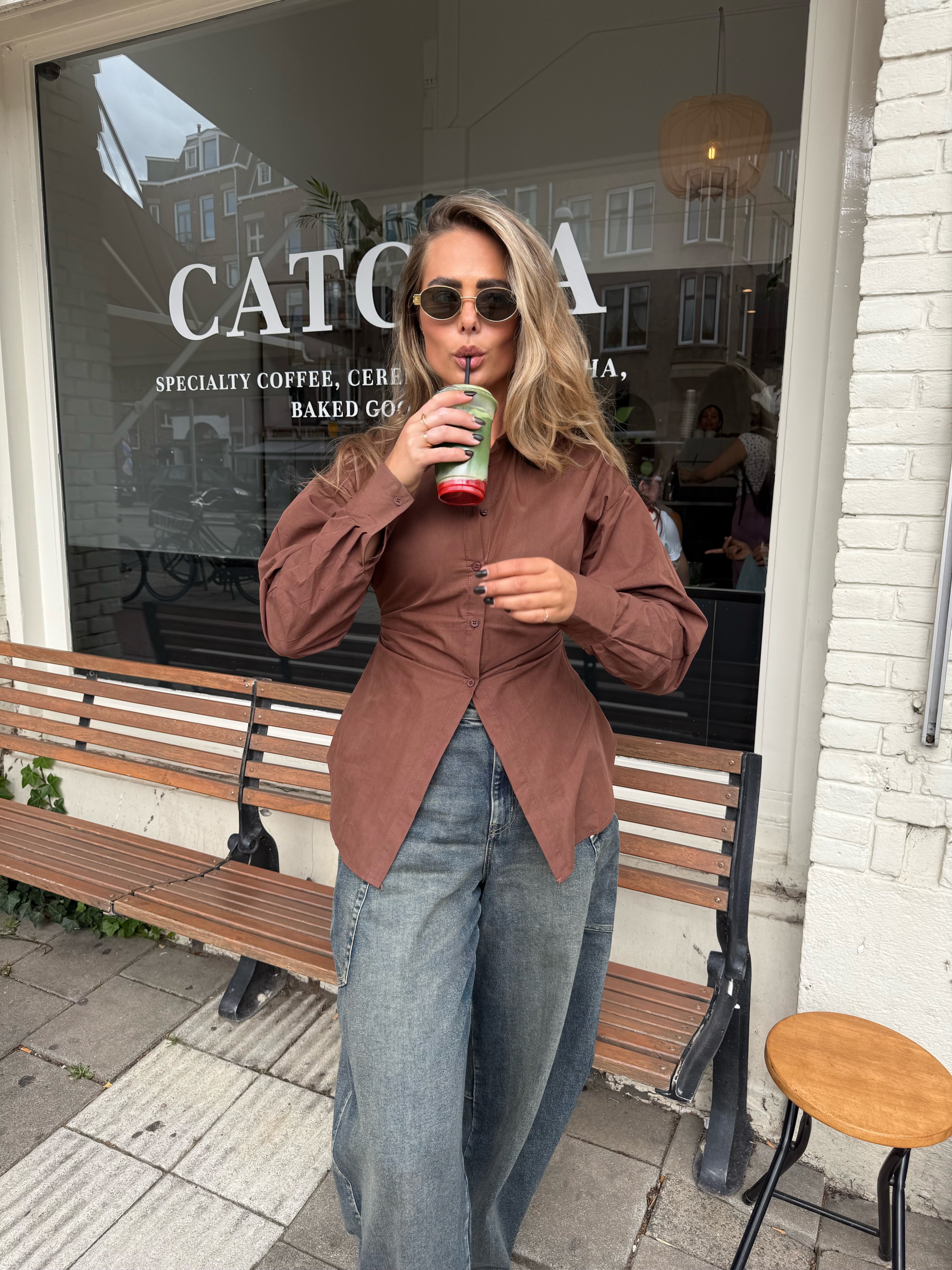 Getailleerde Blouse Bruin | Amy