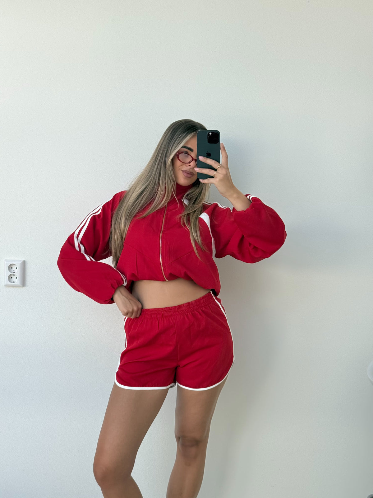 Sporty Two Piece Set Rood Wit