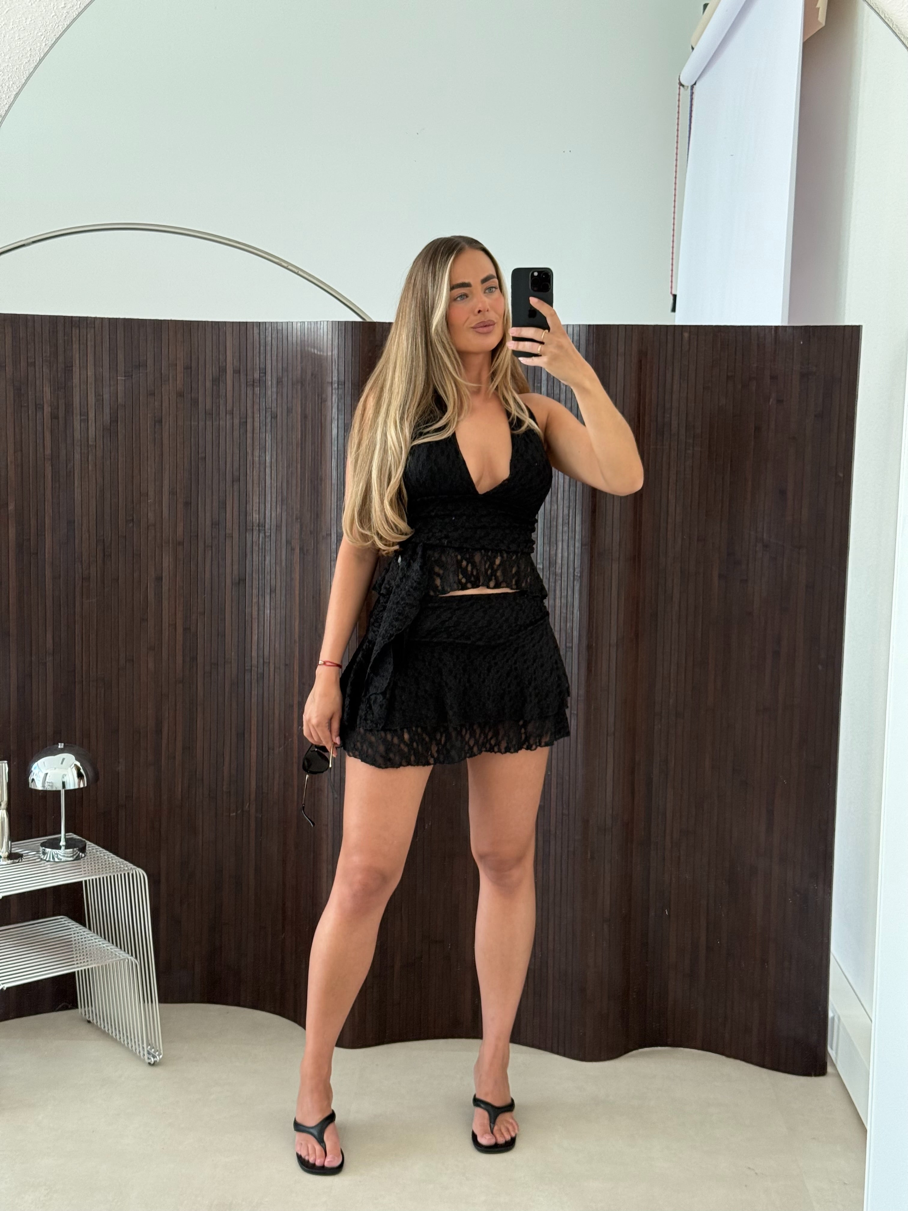 Kanten Ruffle Skort Zwart | Kathy