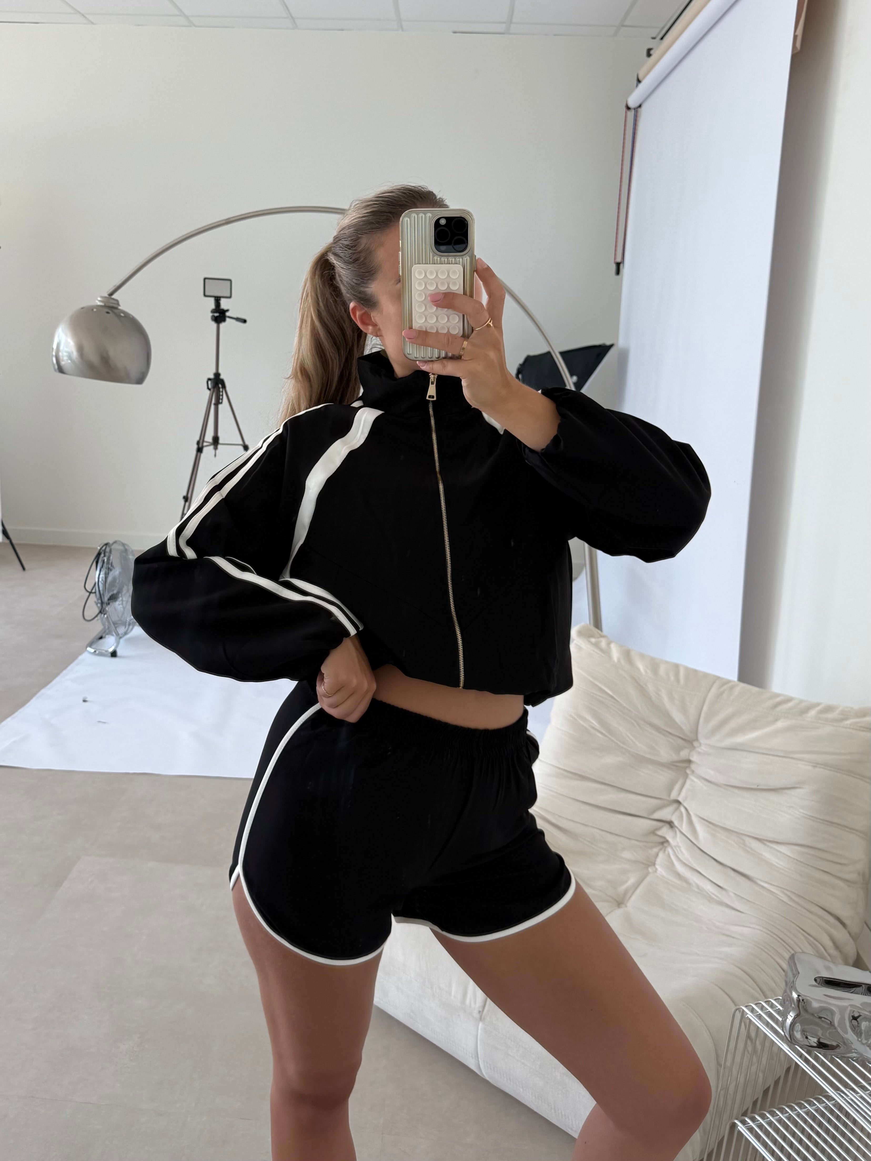 Sporty Two Piece Set Zwart