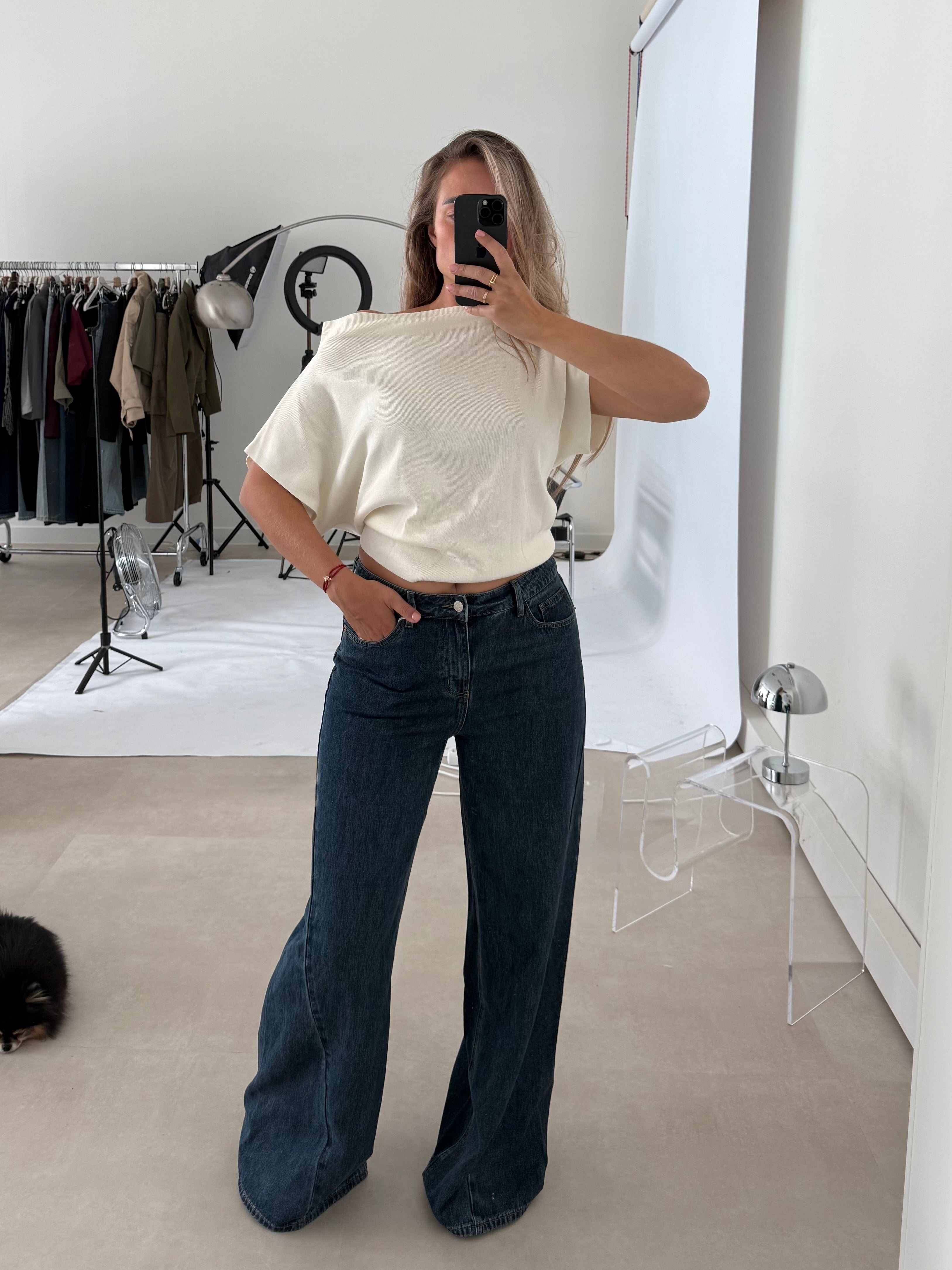 Wide Leg Jeans Donker Blauw