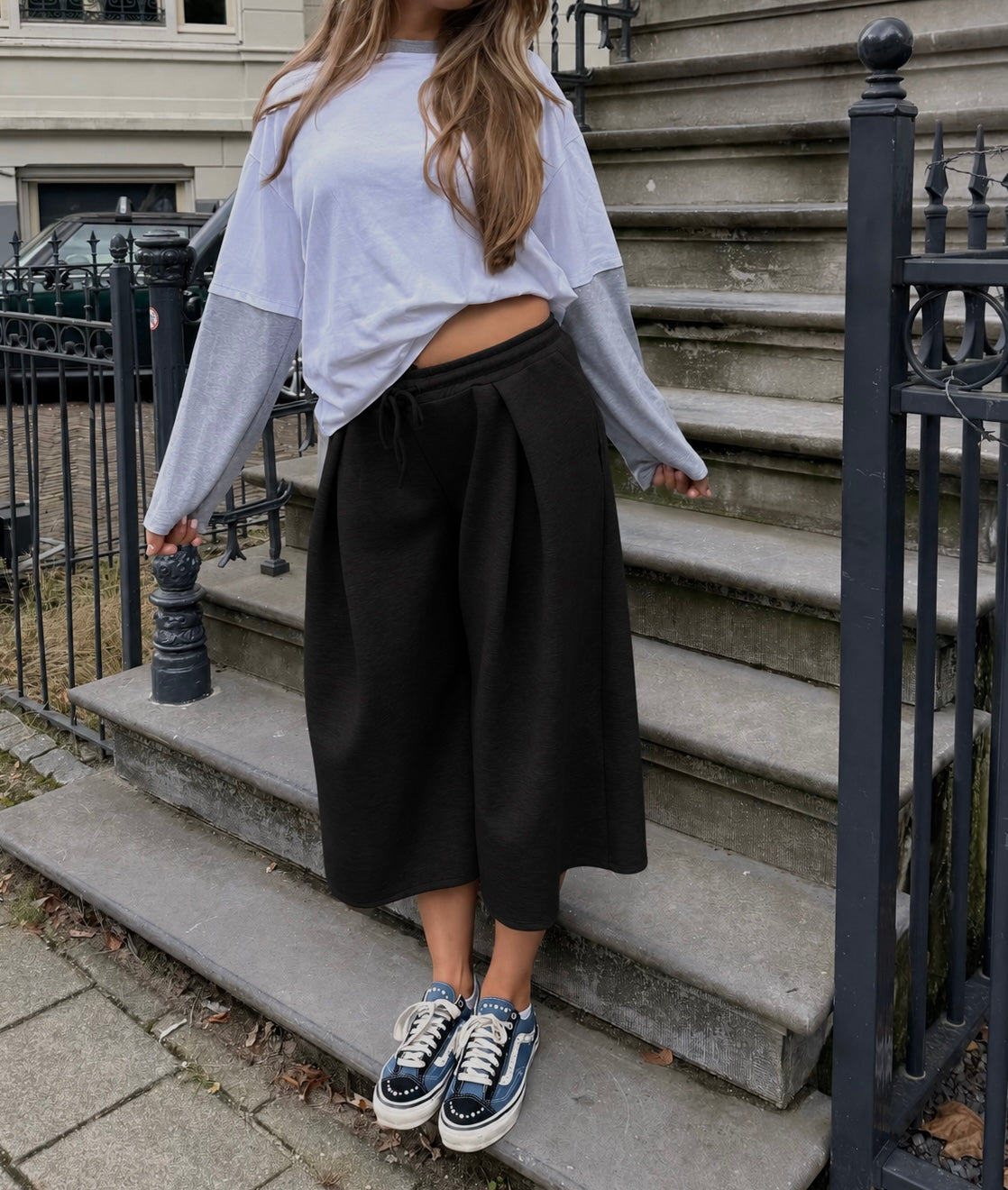 Bermuda Jogger Geplooid Zwart