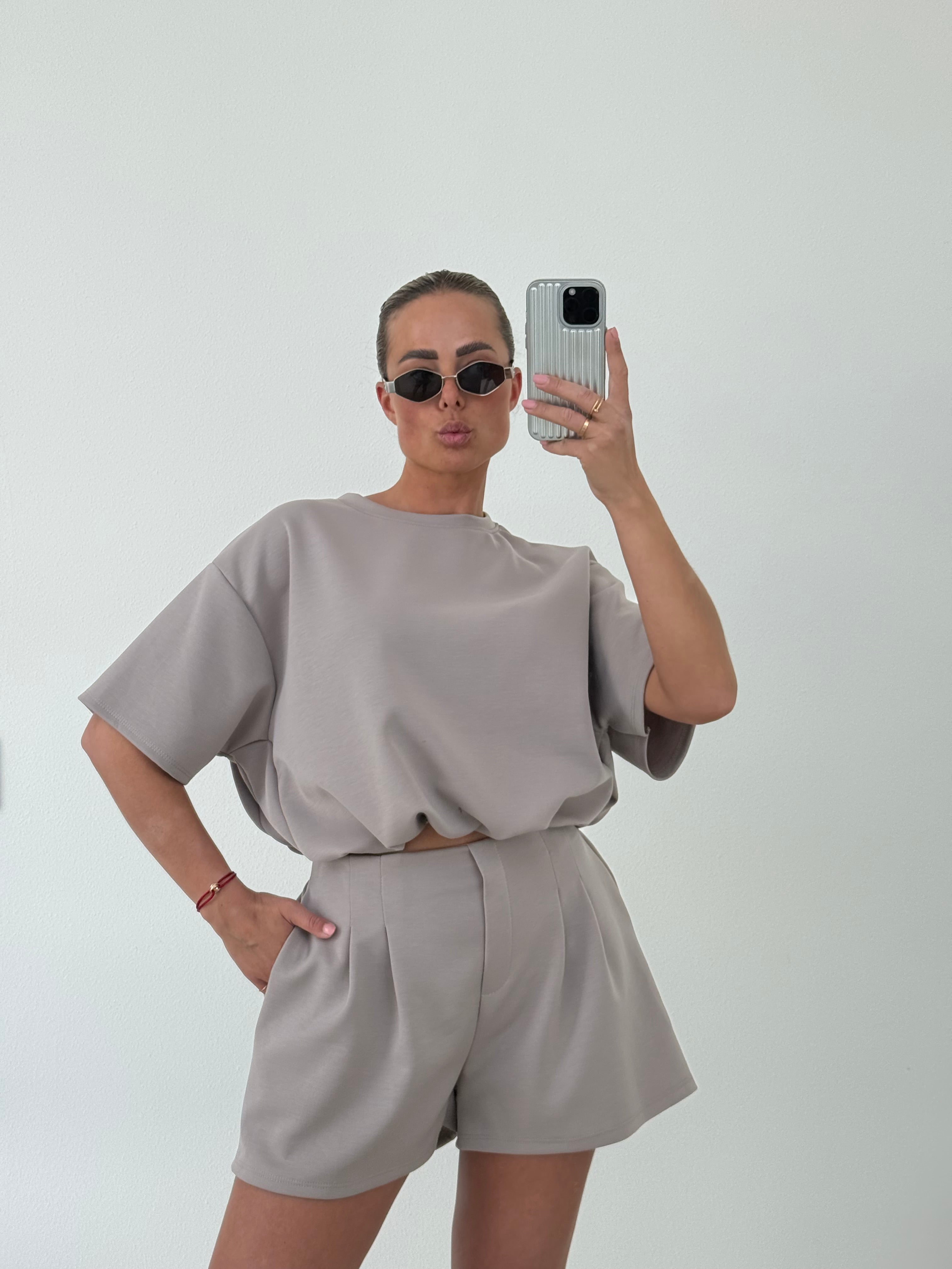 Cropped Two Piece Set Taupe