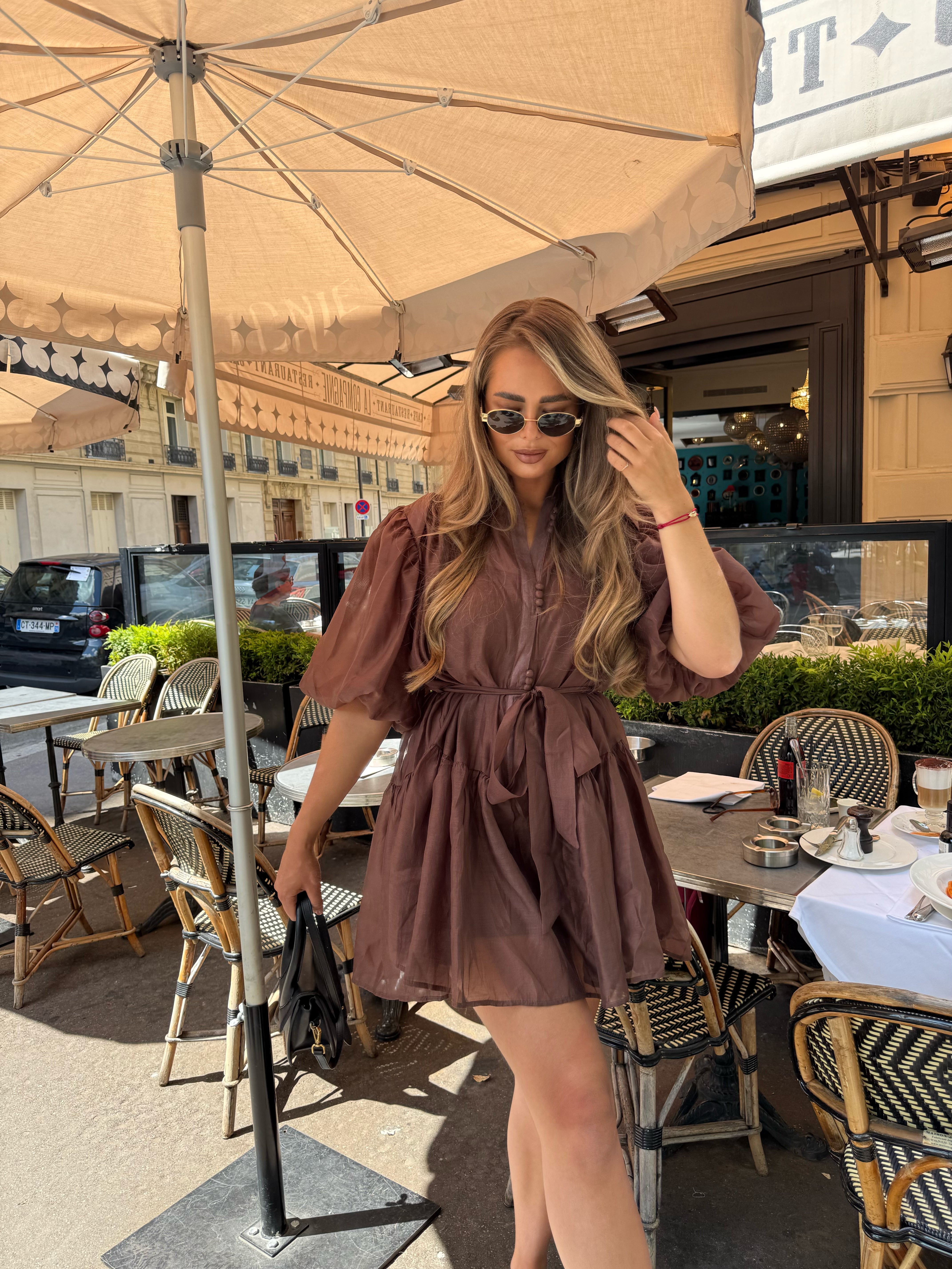 Pofmouw Jurkje Bruin | Alexia