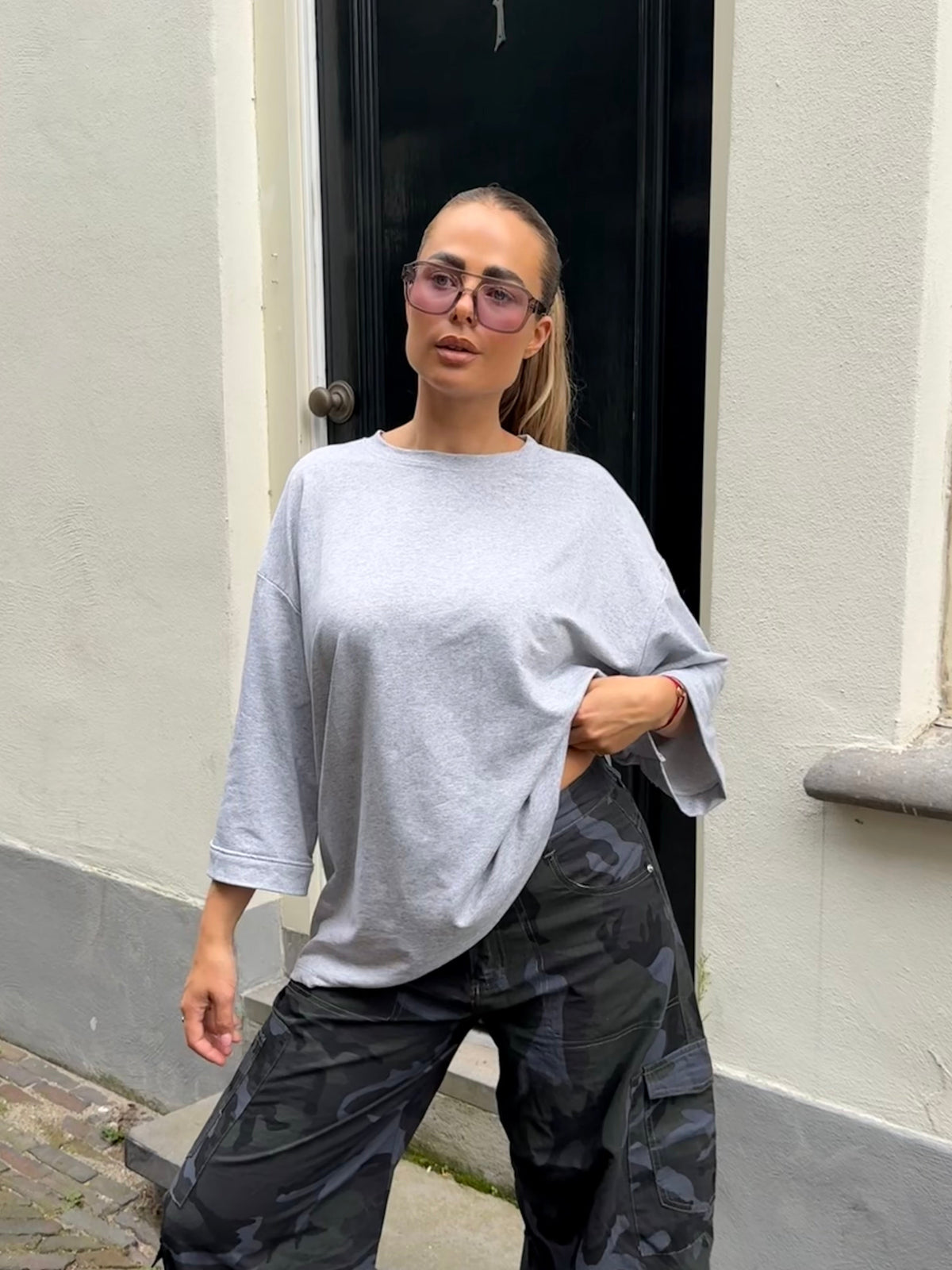 Oversized Boyfriend T-shirt Grijs