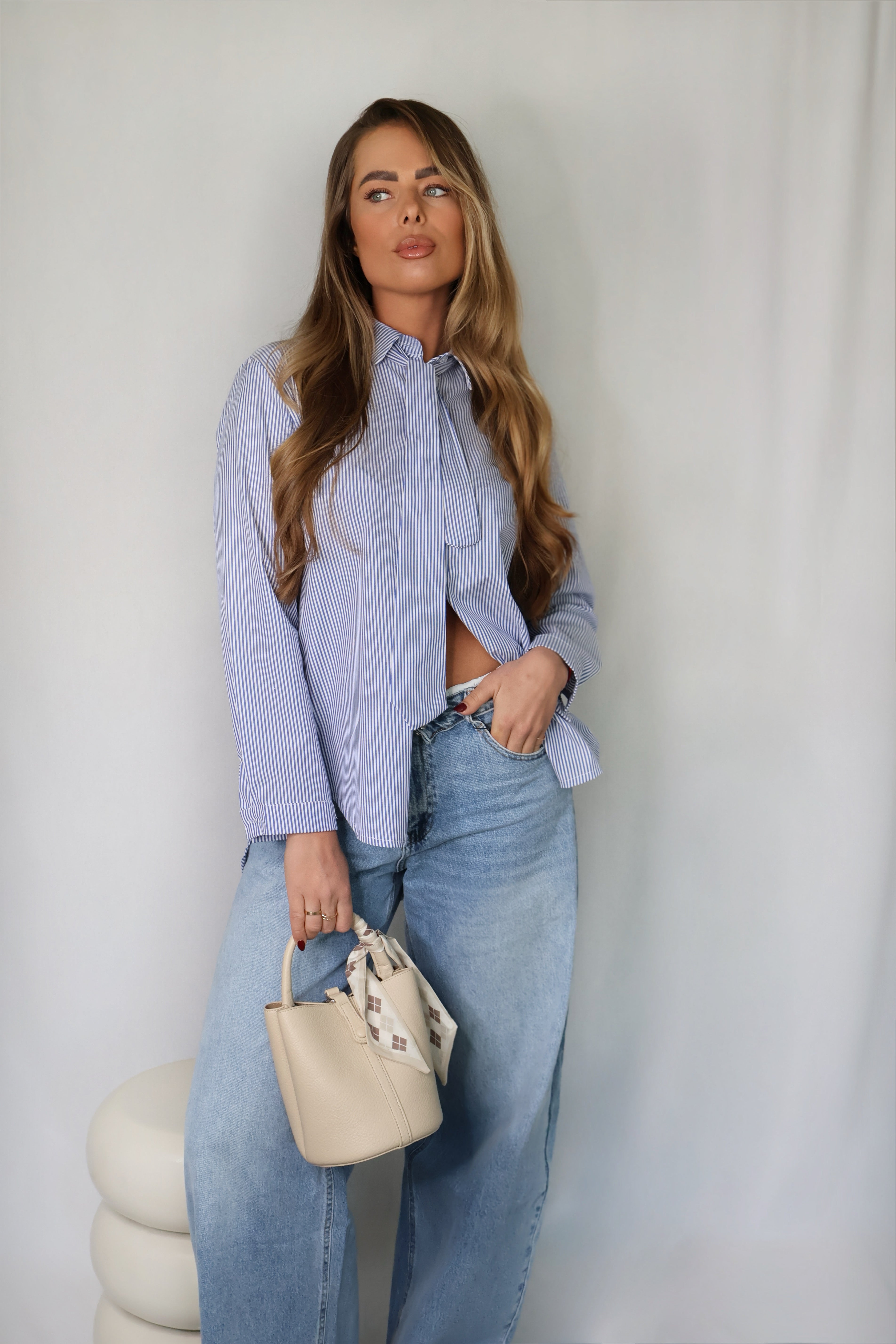 Gestreepte Blouse Stropdas | Robin