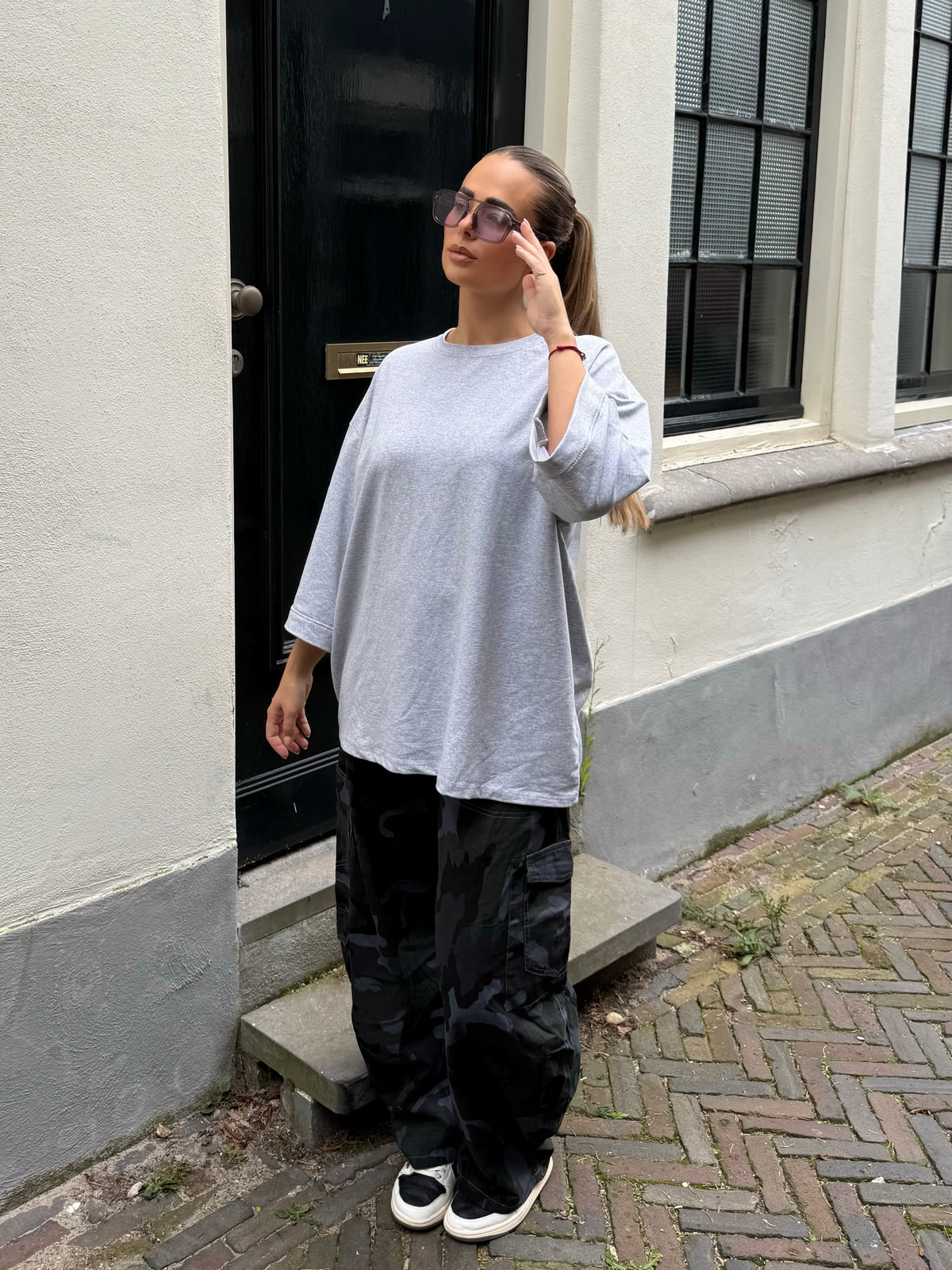 Oversized Boyfriend T-shirt Grijs