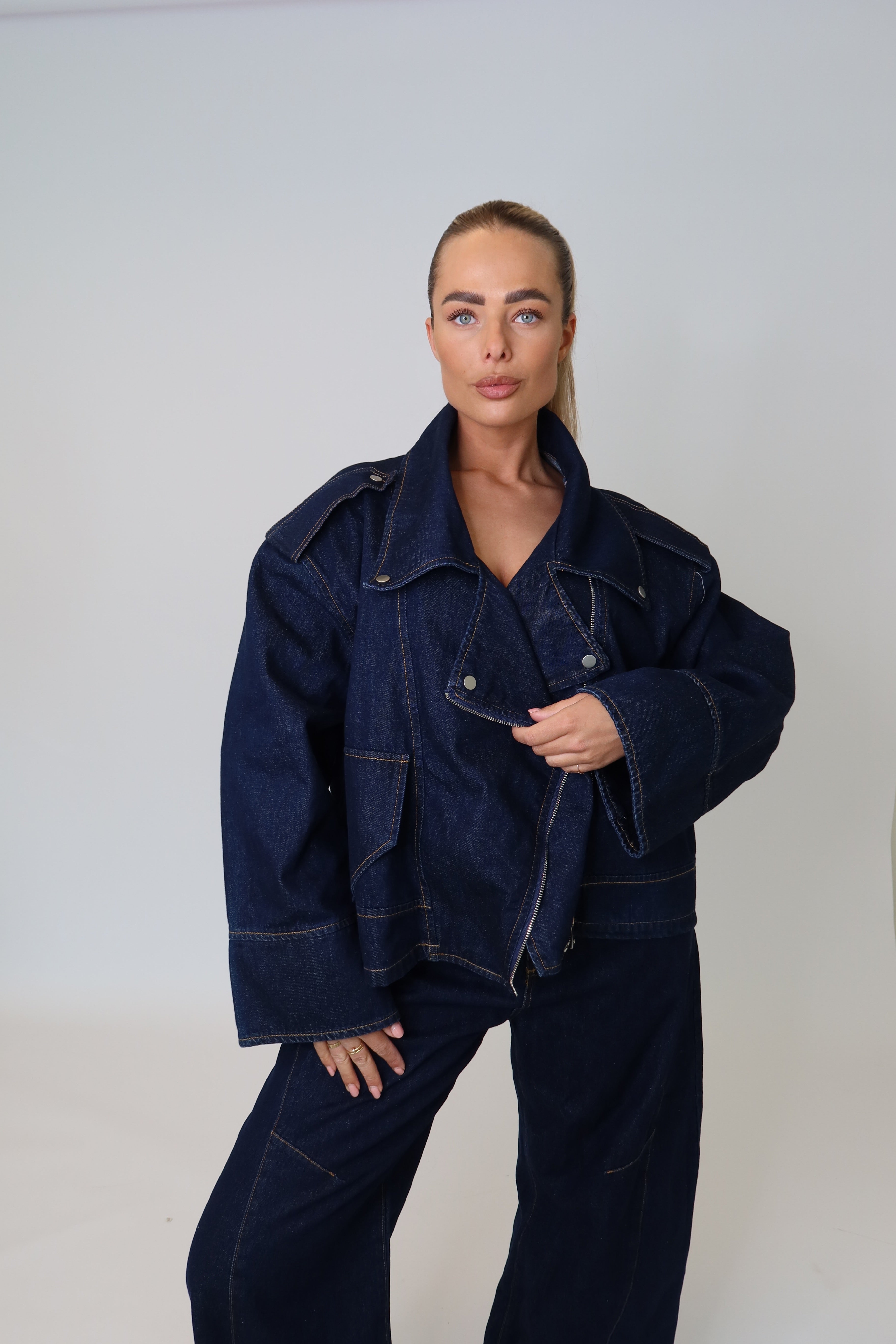 Oversized Denim Jacket Blauw