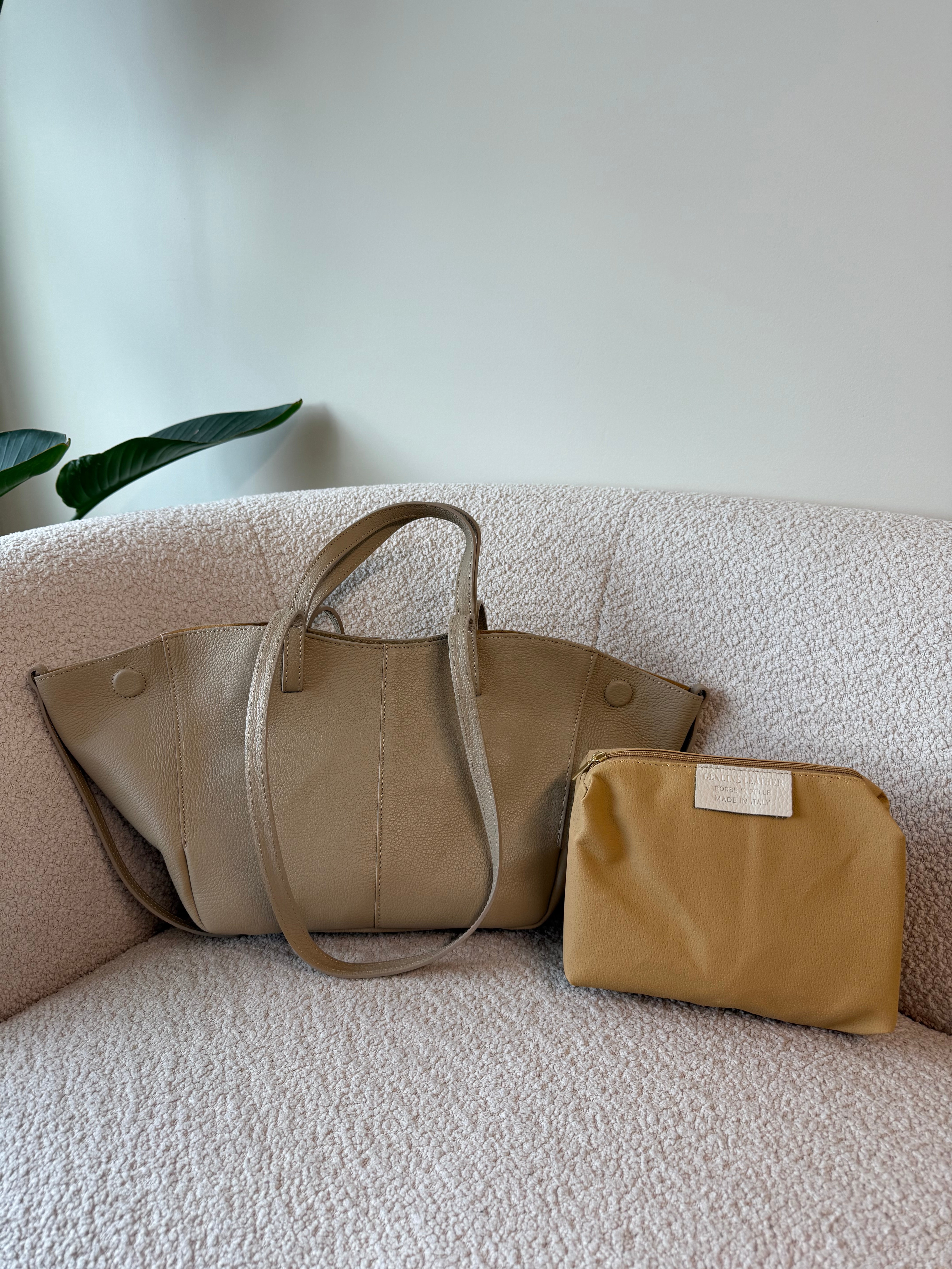Grote Leren Tas Beige | Polly