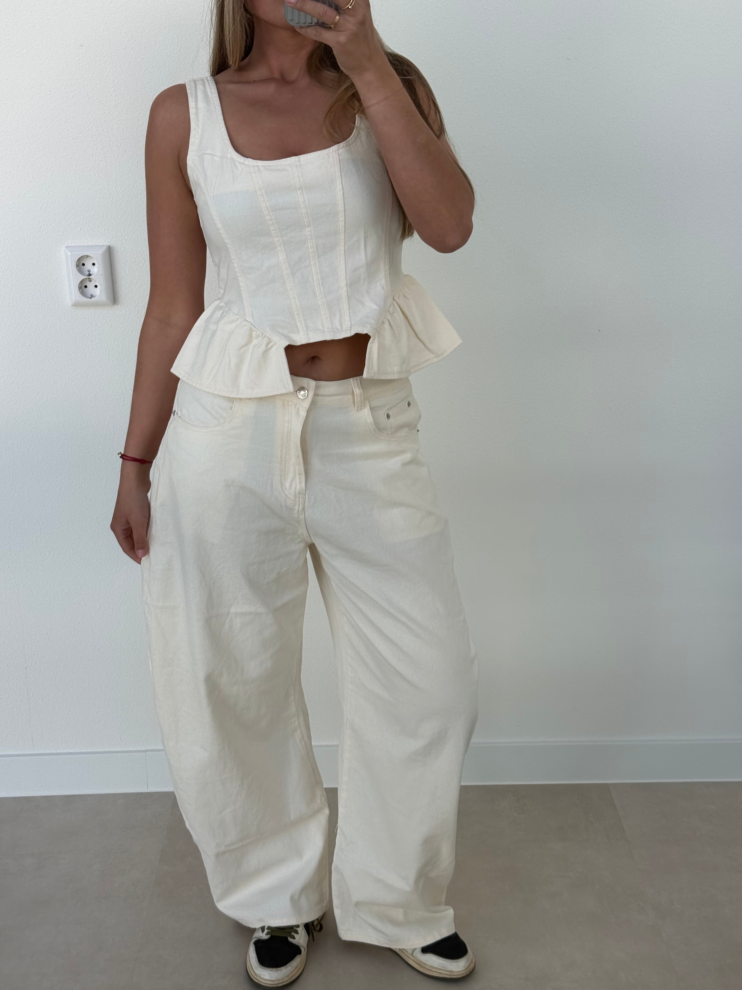 Denim Set Peplum Top Crème | Sammy