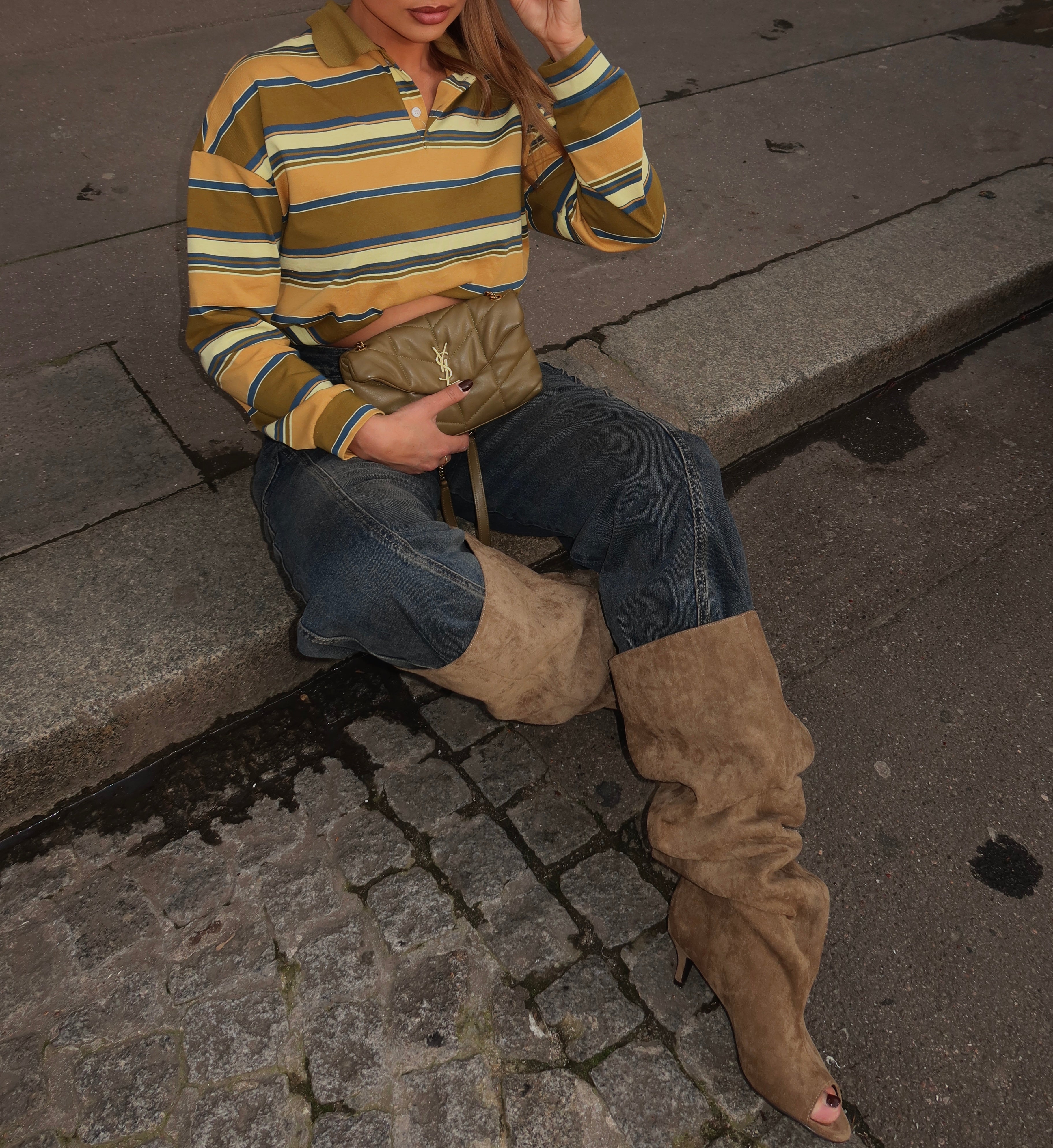 Afzak Laarzen Kitten Heel Army Groen