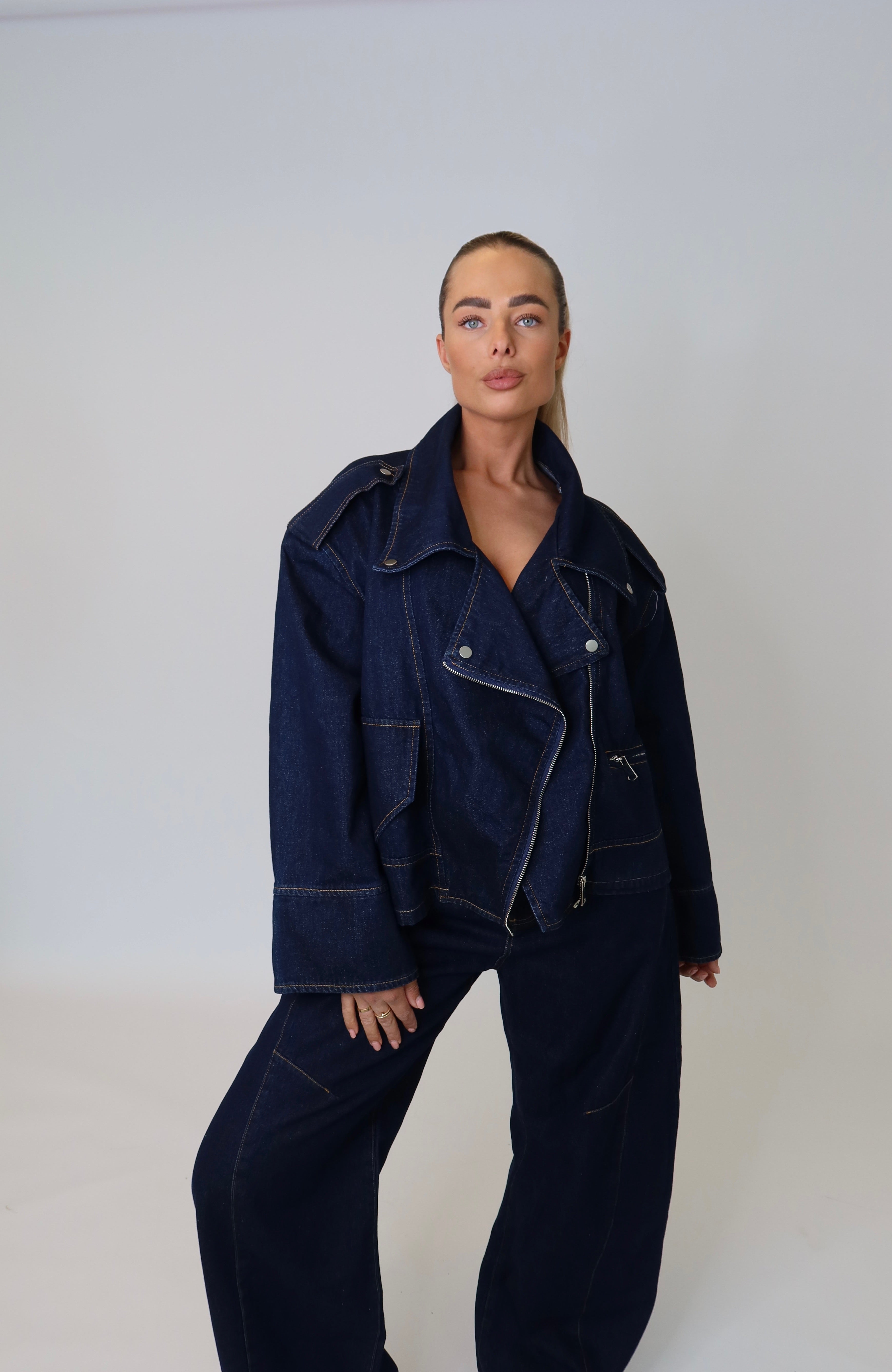 Oversized Denim Jacket Blauw
