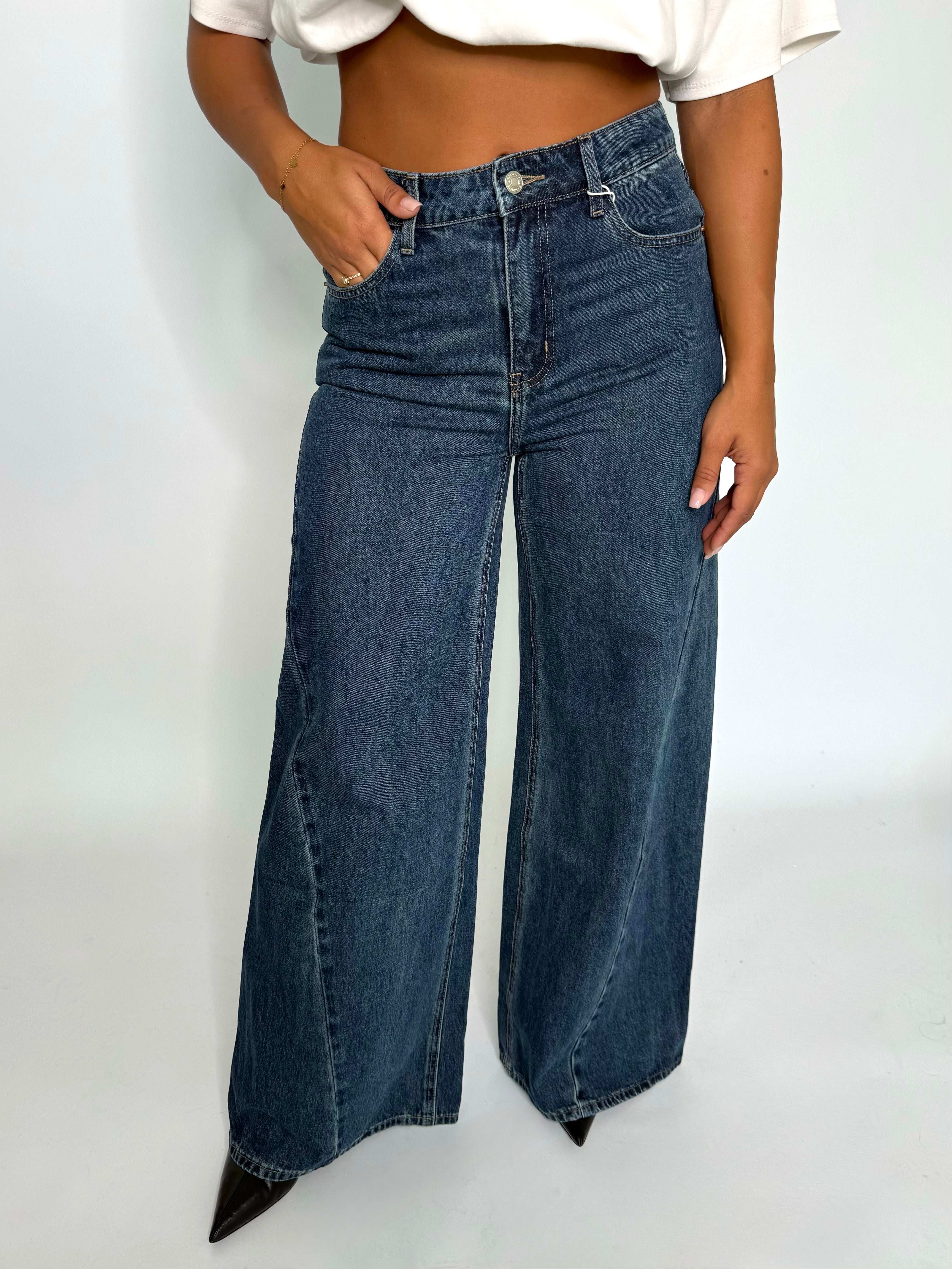Wide Leg Jeans Donker Blauw