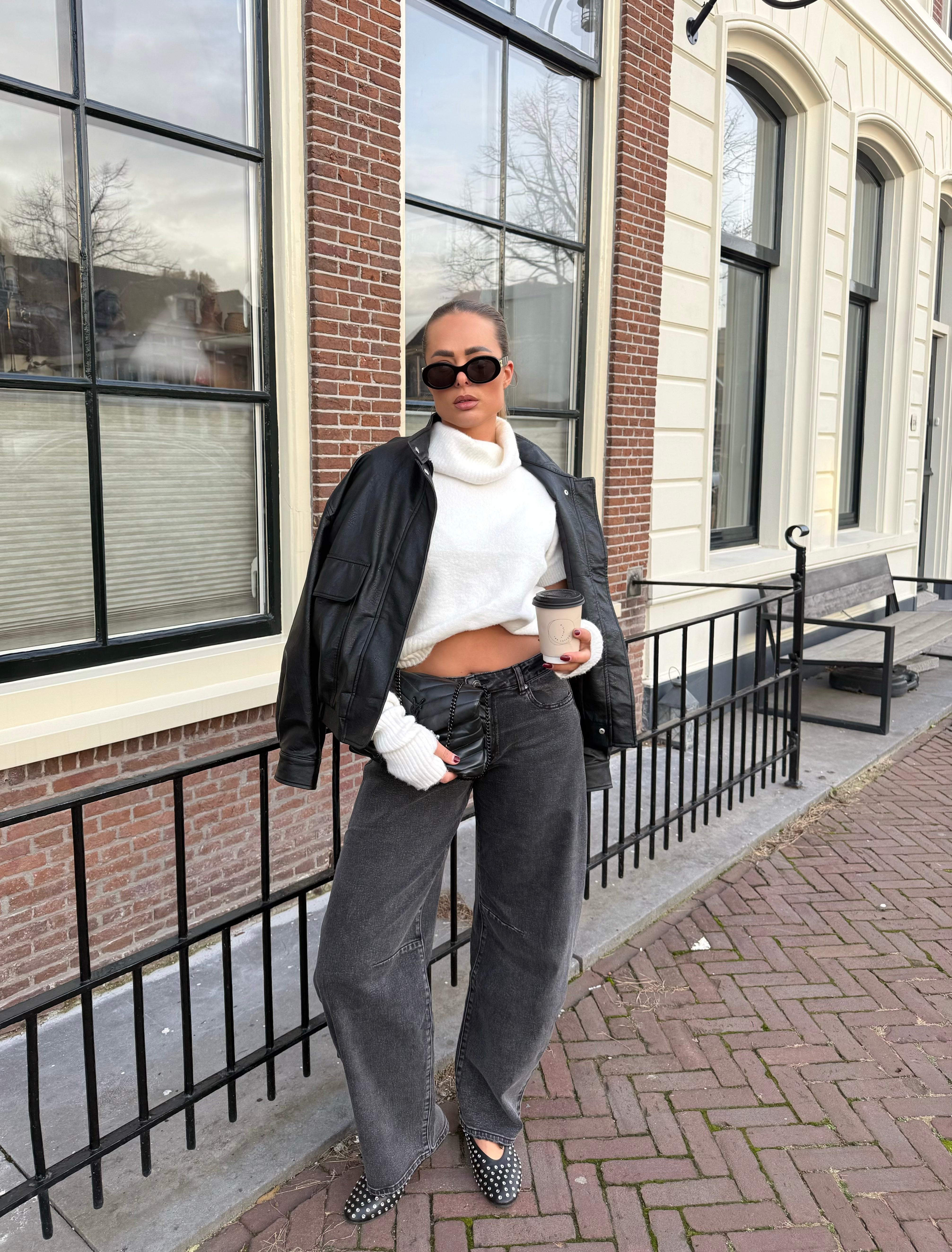 Queen Hearts Balloon Jeans Donkergrijs