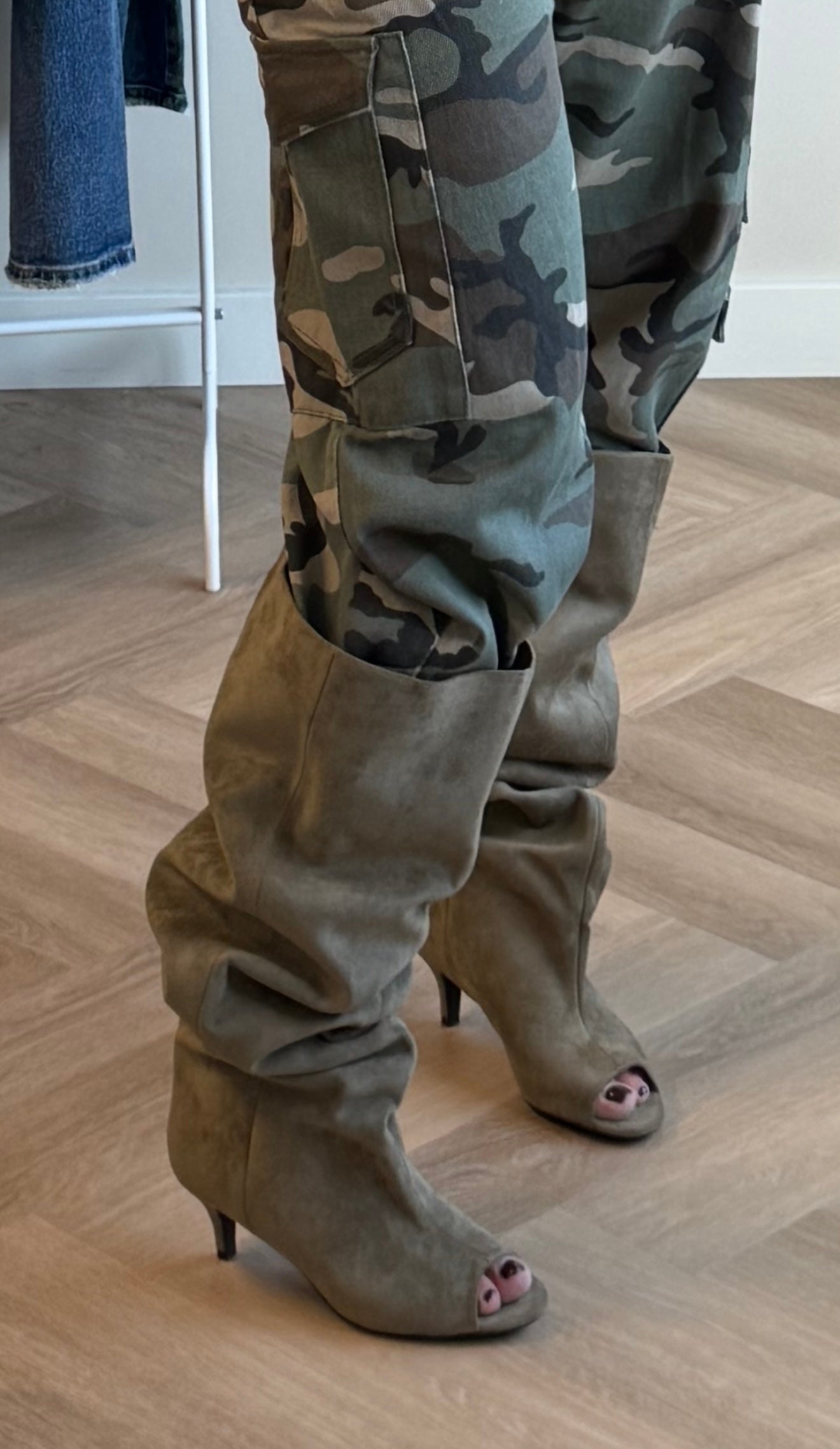 Afzak Laarzen Kitten Heel Army Groen