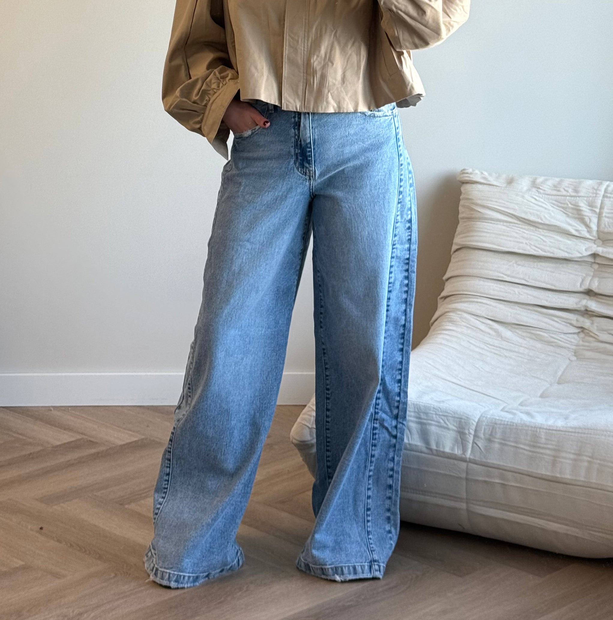 Queen Hearts Wide Leg Jeans Blauw