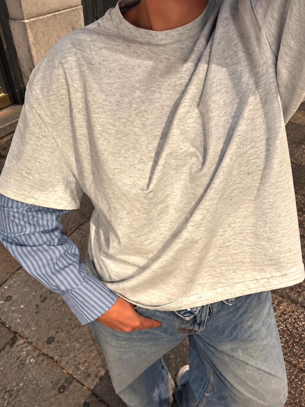 Oversized Longsleeve met Blouse Mouw Grijs