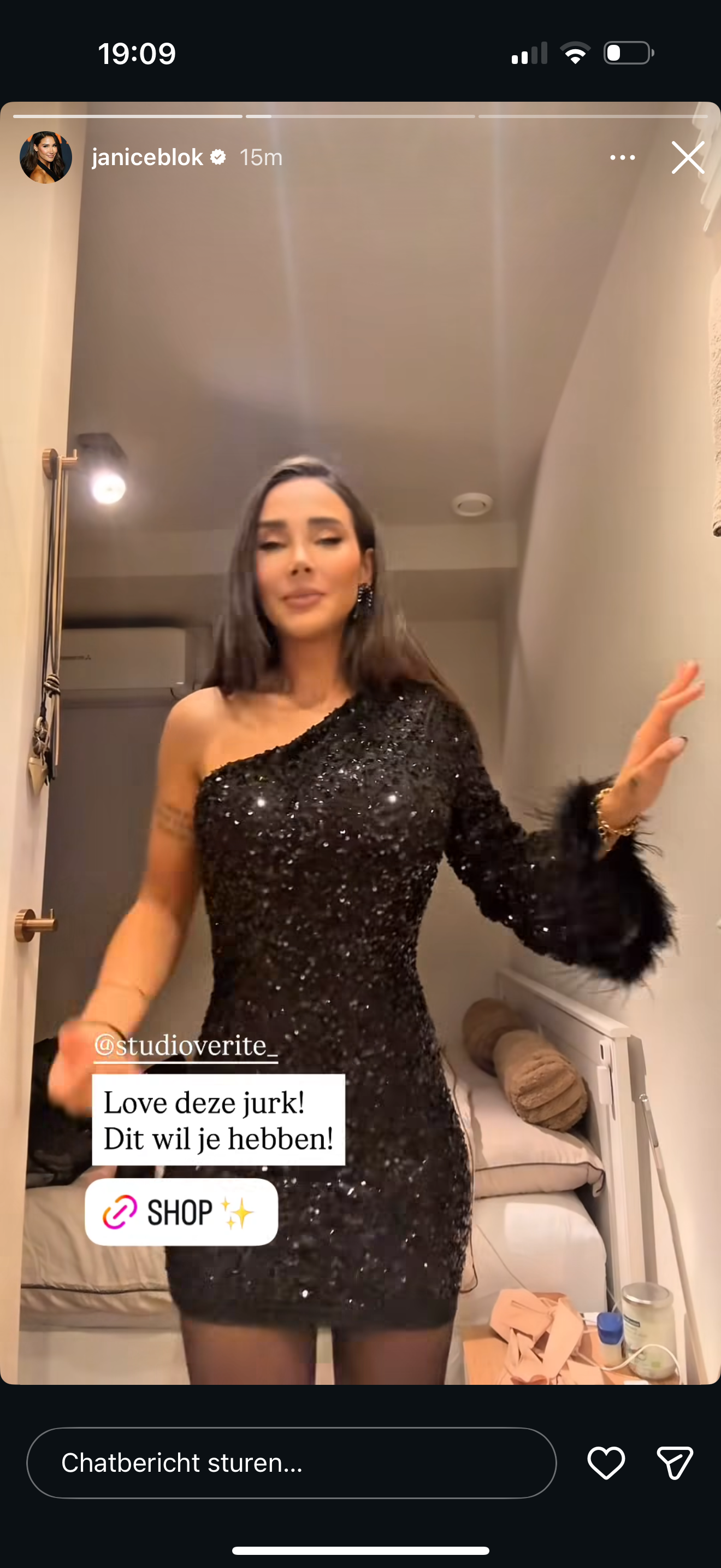 Pailletten One Shoulder Jurk Zwart | Isabel