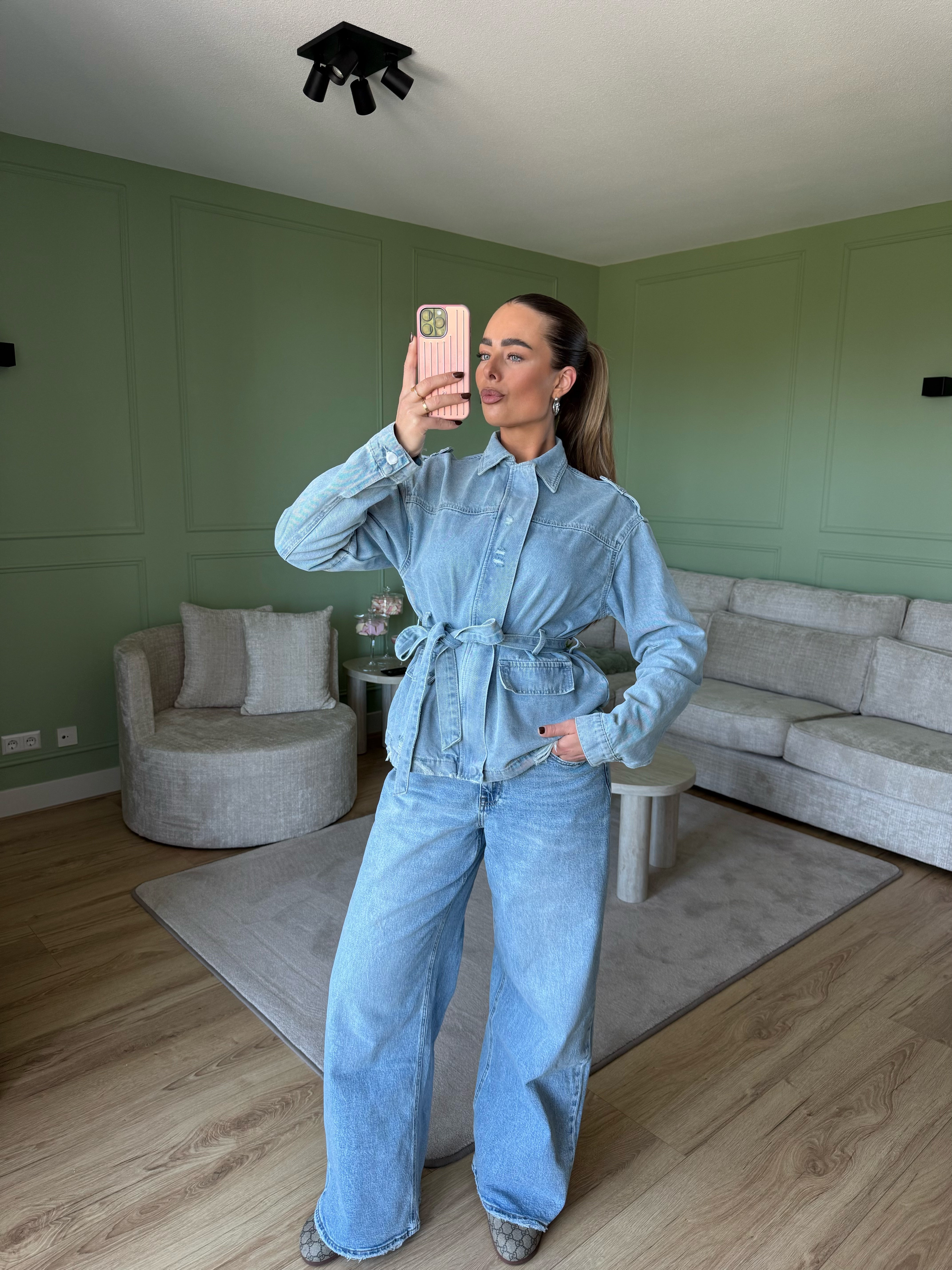 Spijker Jas met Ceintuur | Selena