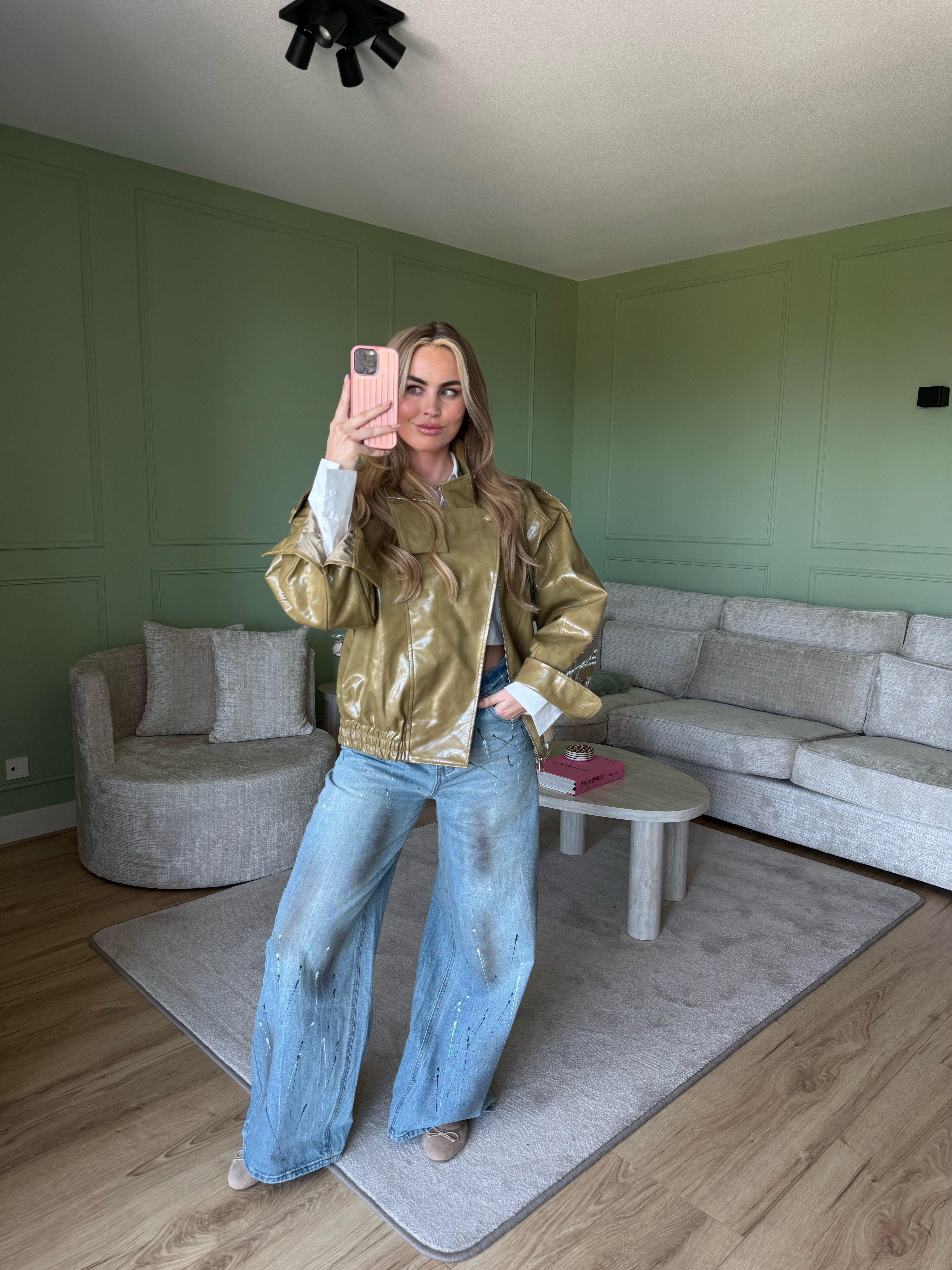 Wide Leg Jeans Verfspatten