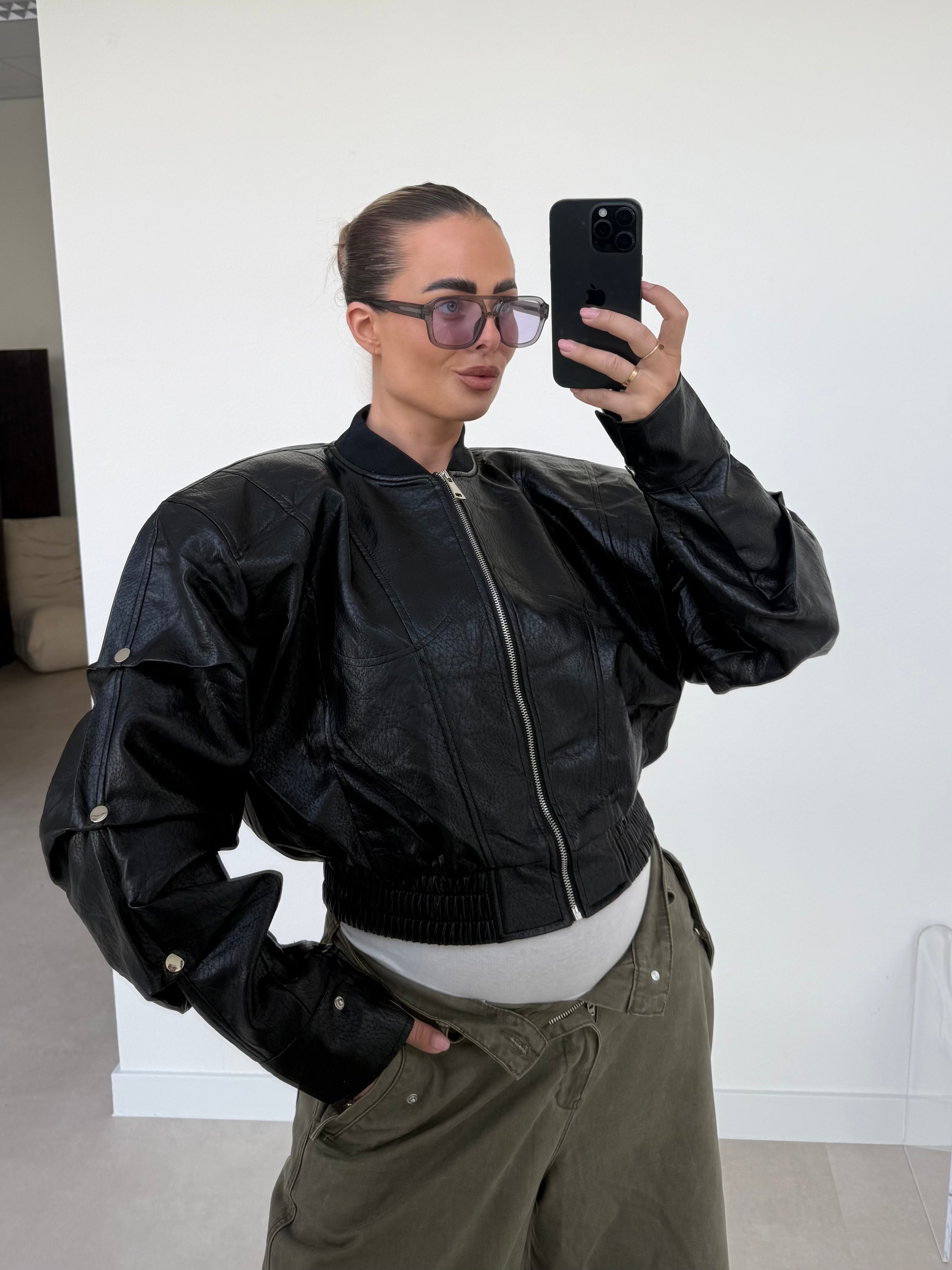 PU Leather Statement Sleeves Bomber | Frankie