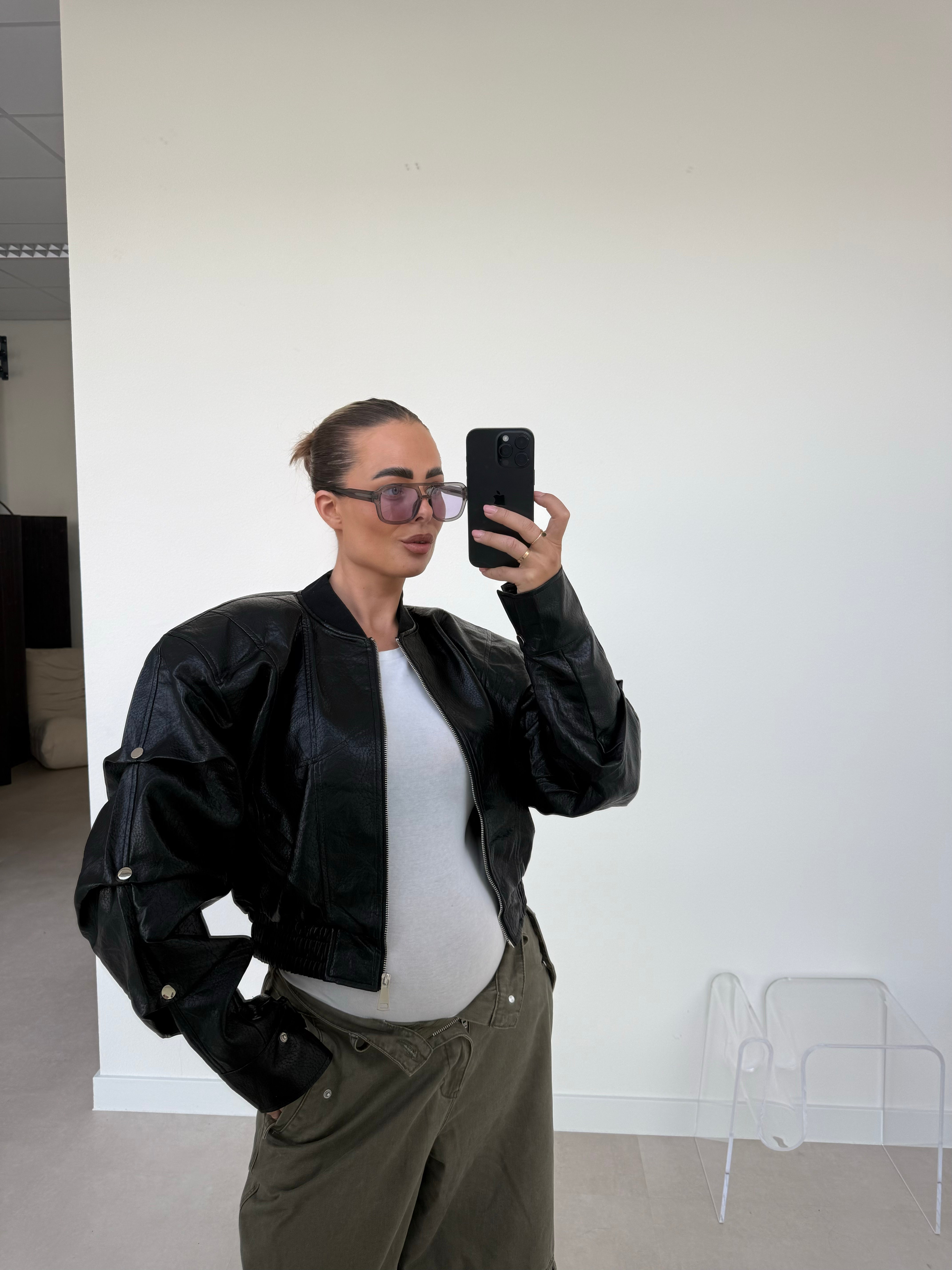 PU Leather Statement Sleeves Bomber | Frankie