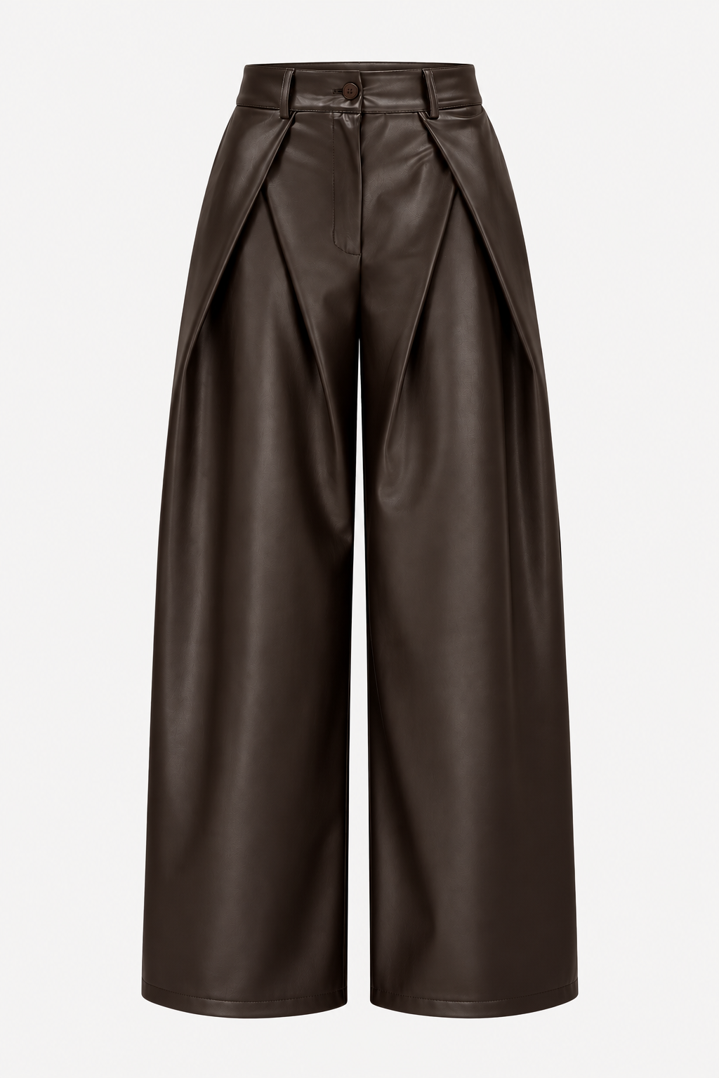 Pu Leather Pants Geplooid | Bruin