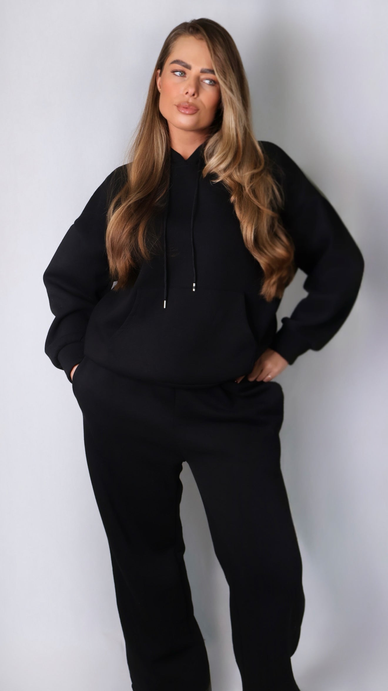 Jogging Set Fleece Zwart | Sky