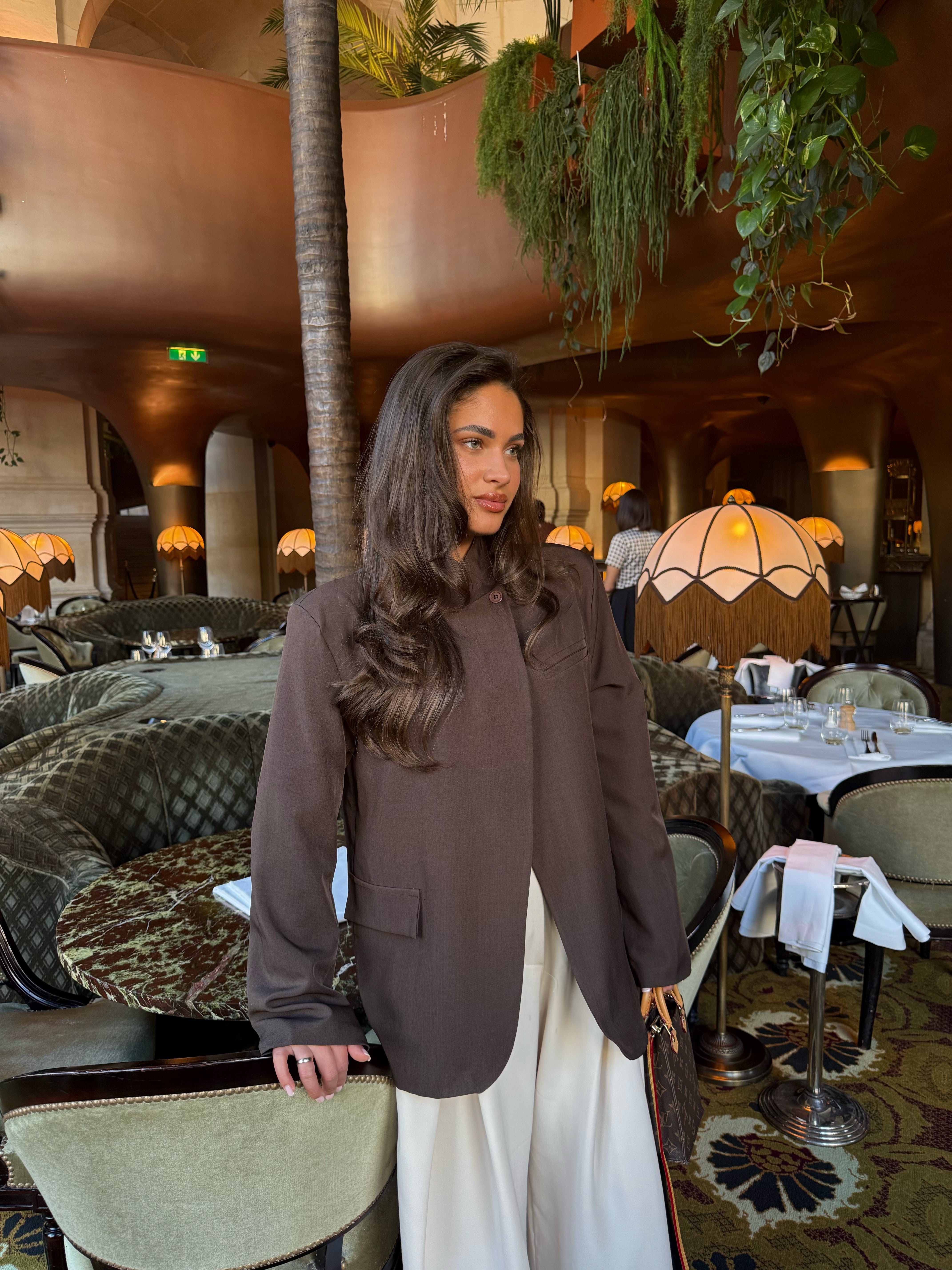 Bruine Blazer Met Overslag Kraag | Mila