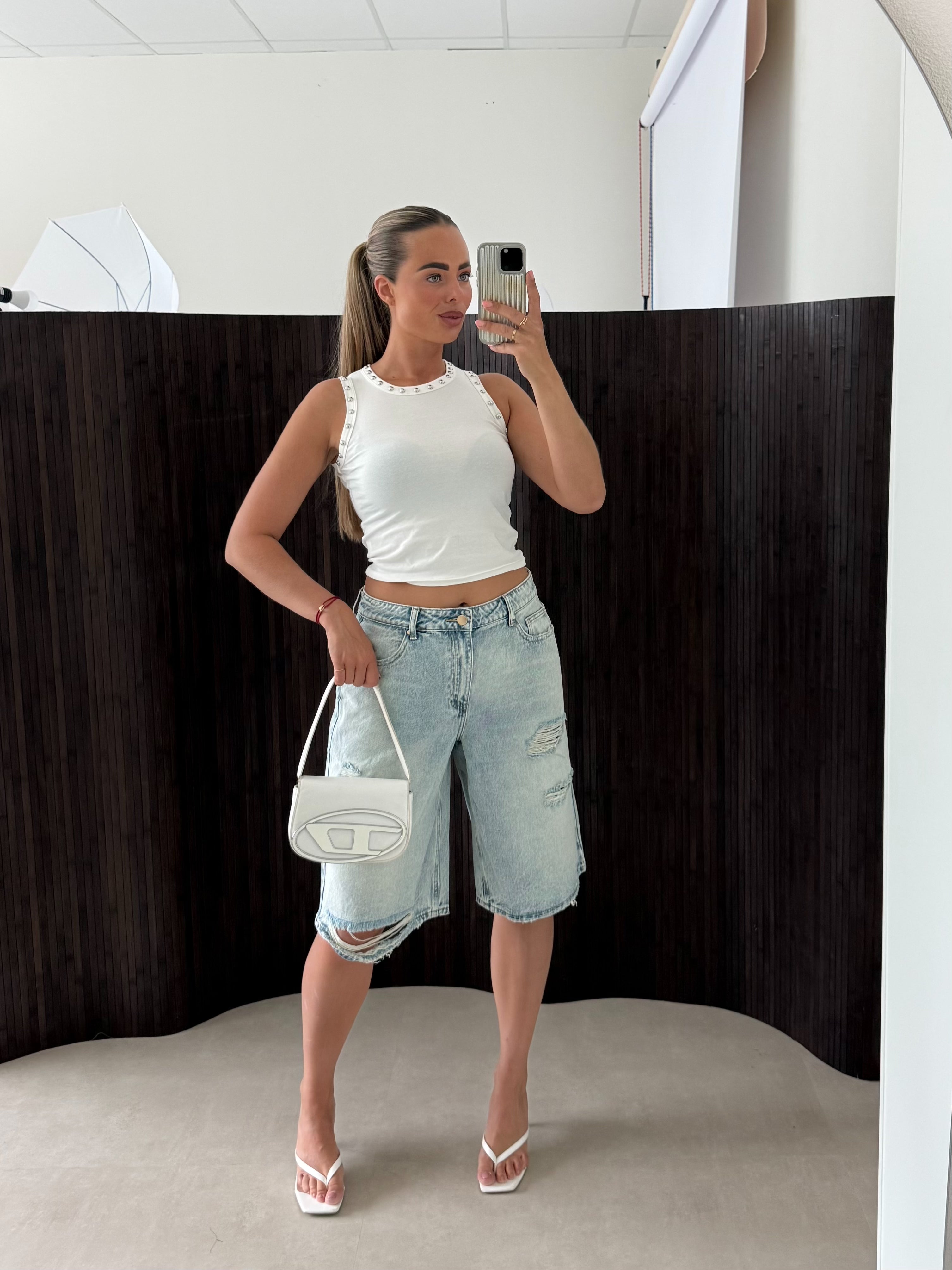 Tank Top Studs Wit | Tina
