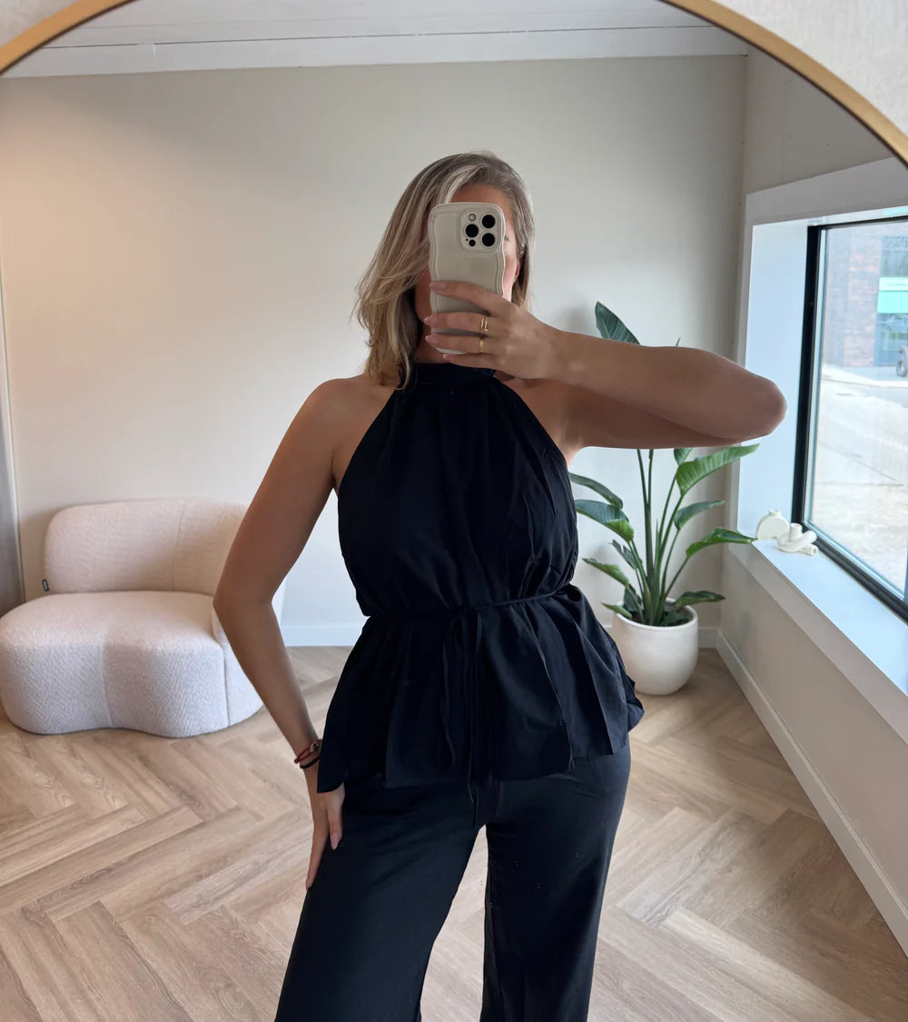 Halter Top Zwart | Yulia