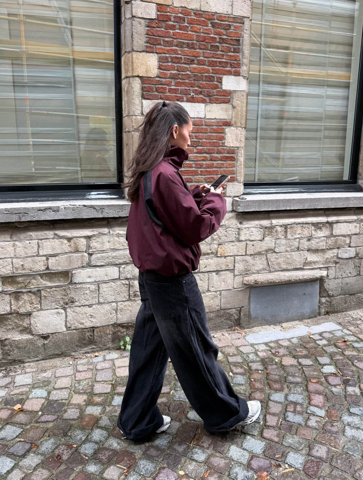 Ambika Oversized Sporty Bomber | Burgundy