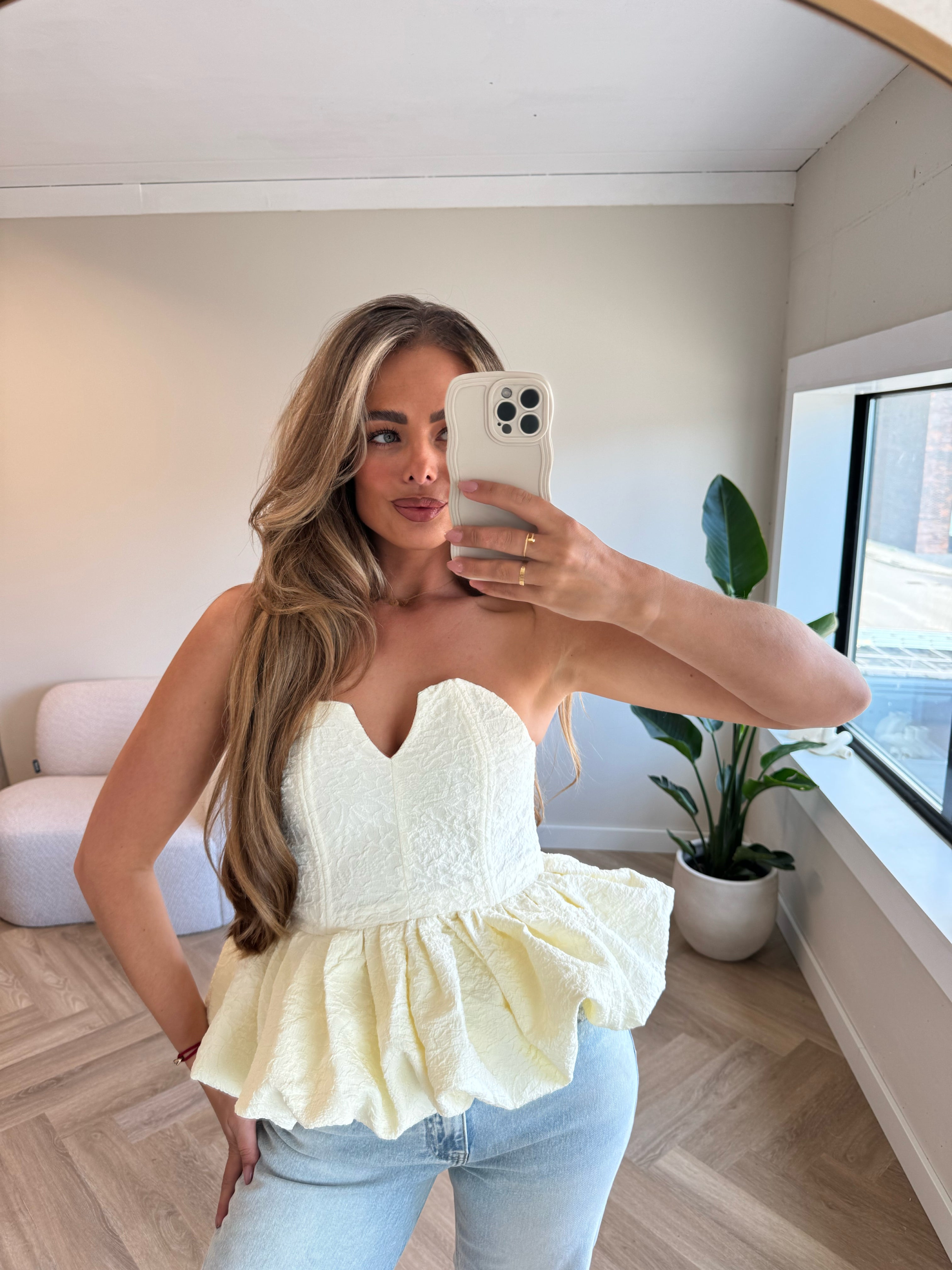 Jacquard Top Creme | Julia