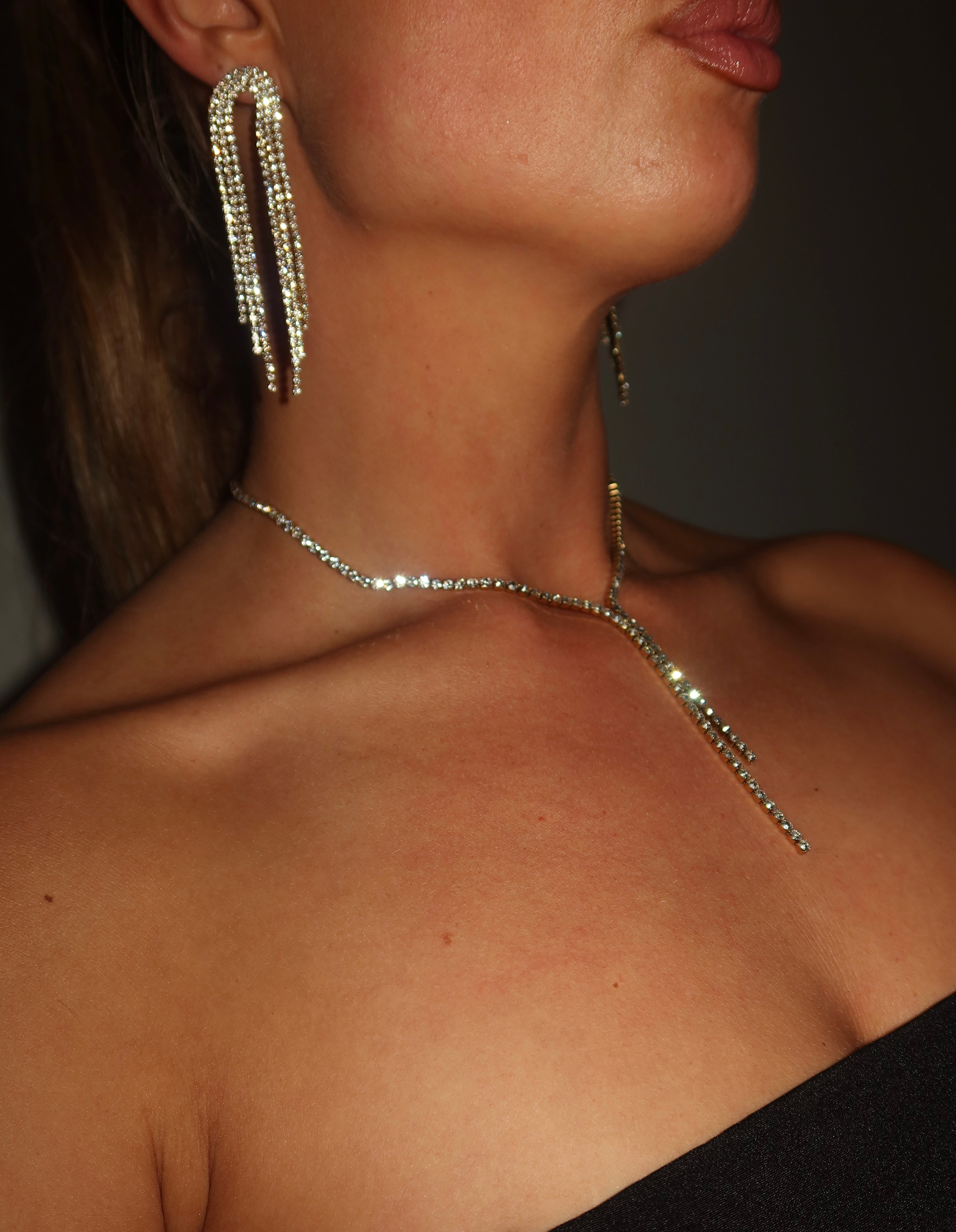 Waterval Oorbellen Strass Goud