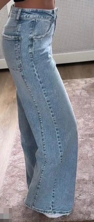 Queen Hearts Wide Leg Jeans Blauw
